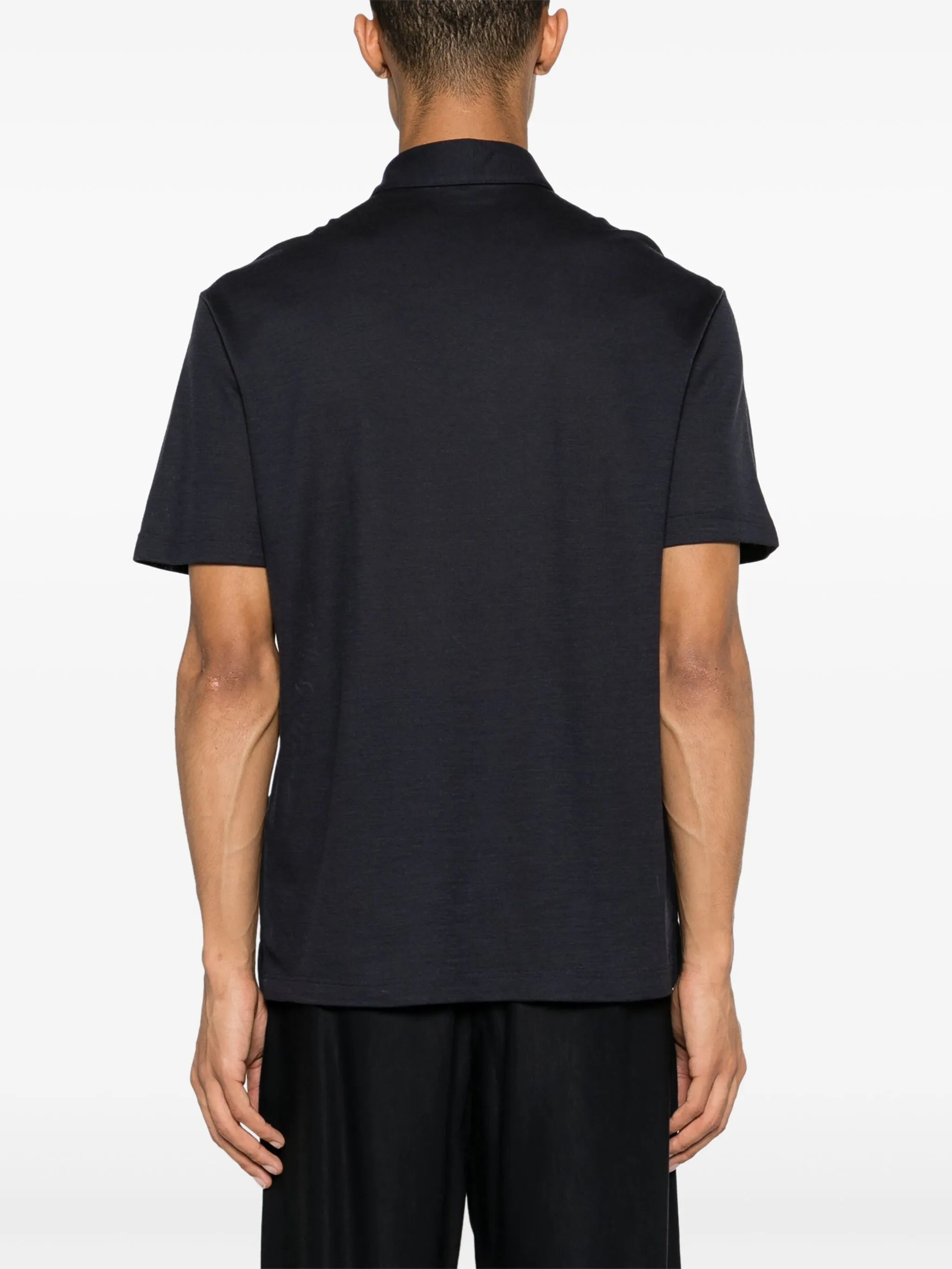 logo-embroidered wool polo shirt