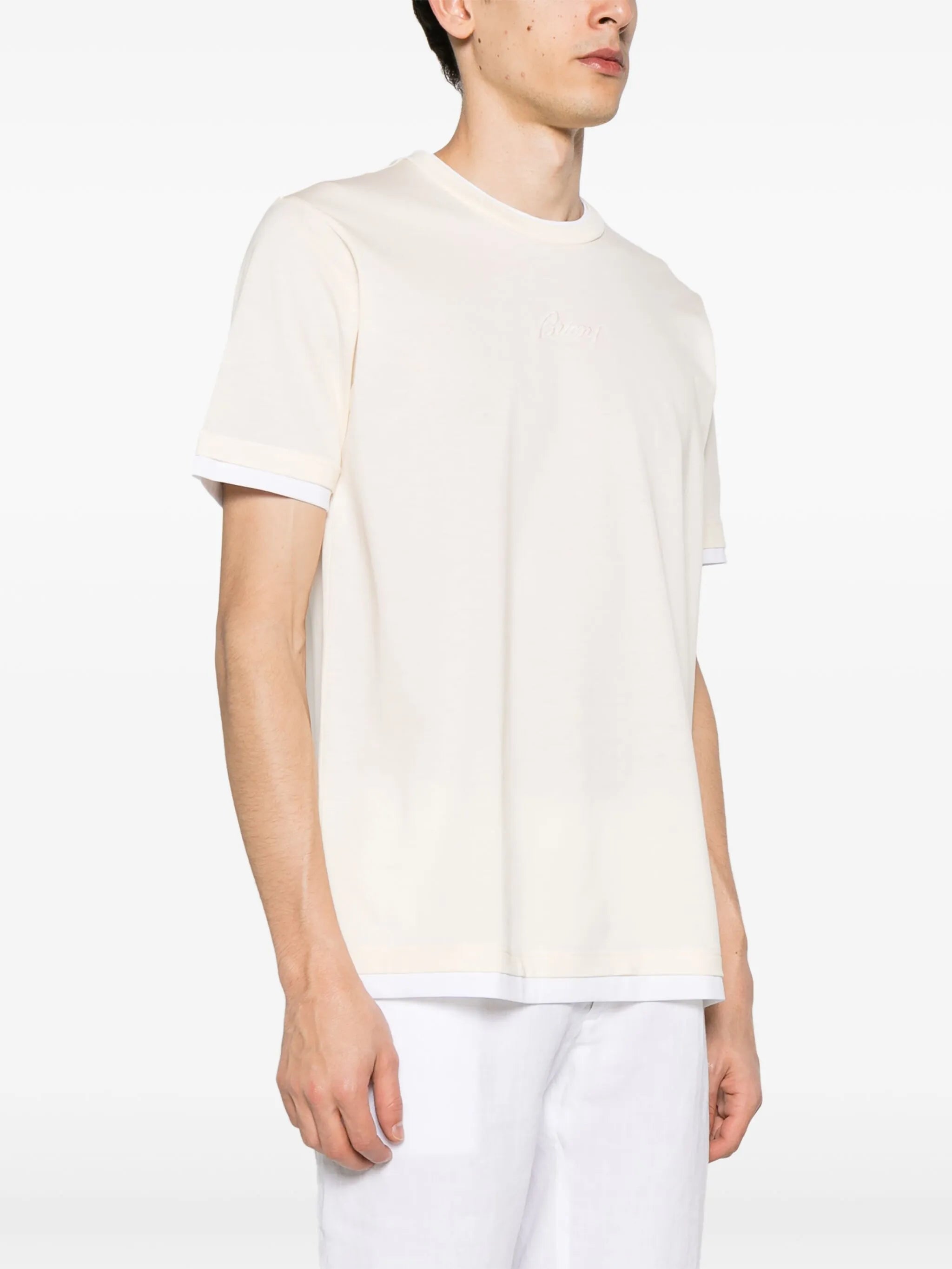 logo-embroidered layered t-shirt