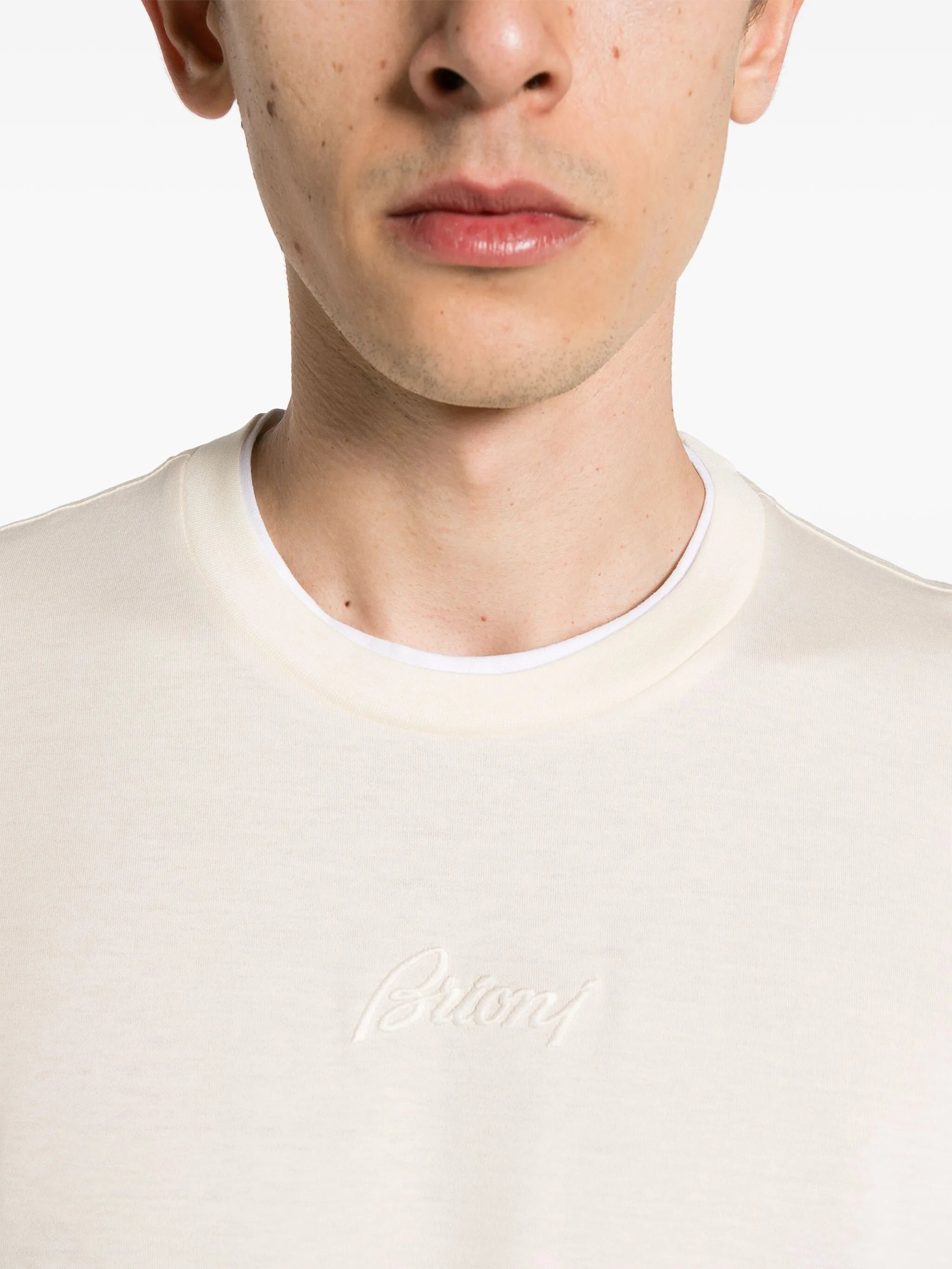 logo-embroidered layered t-shirt