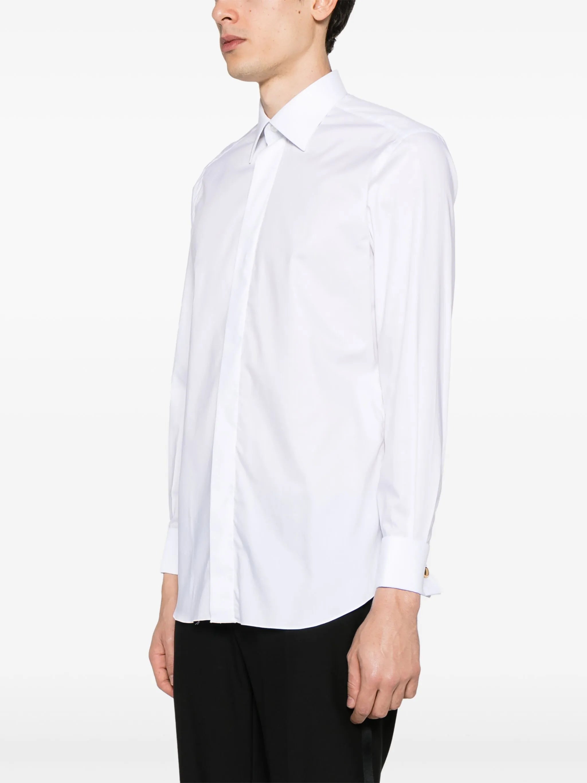 pointed-collar twill shirt