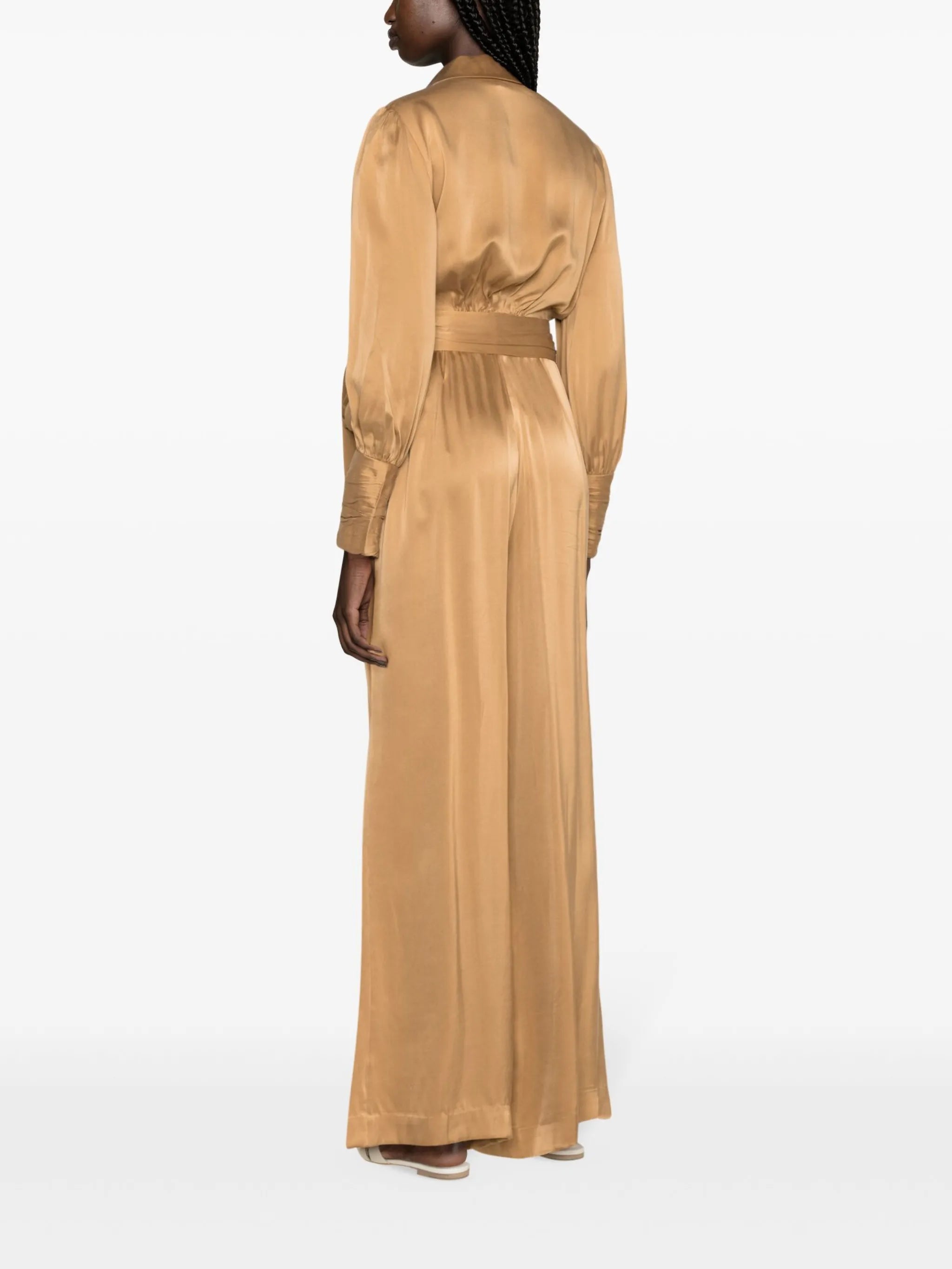 Tuck wide-leg silk trousers