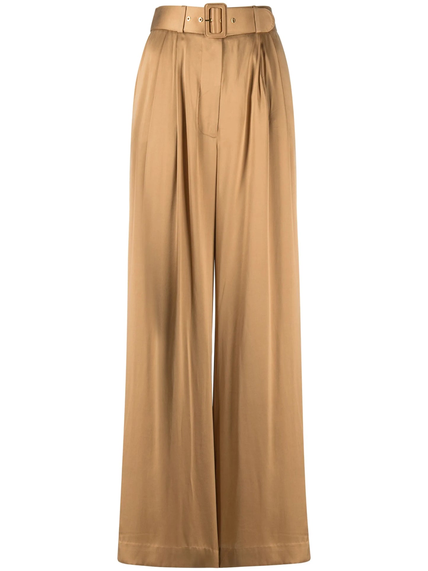 Tuck wide-leg silk trousers
