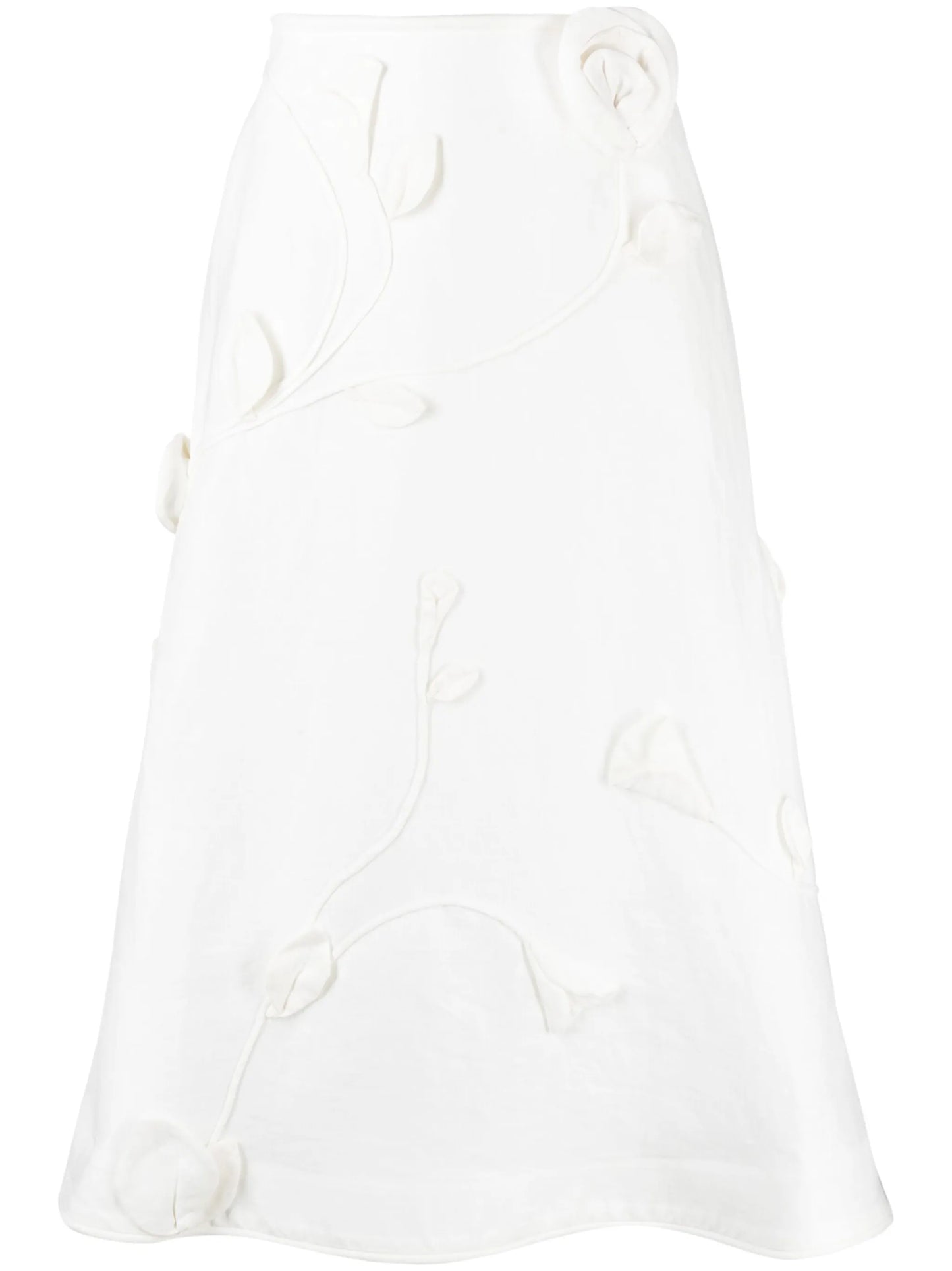 Matchmaker floral-appliqué linen skirt