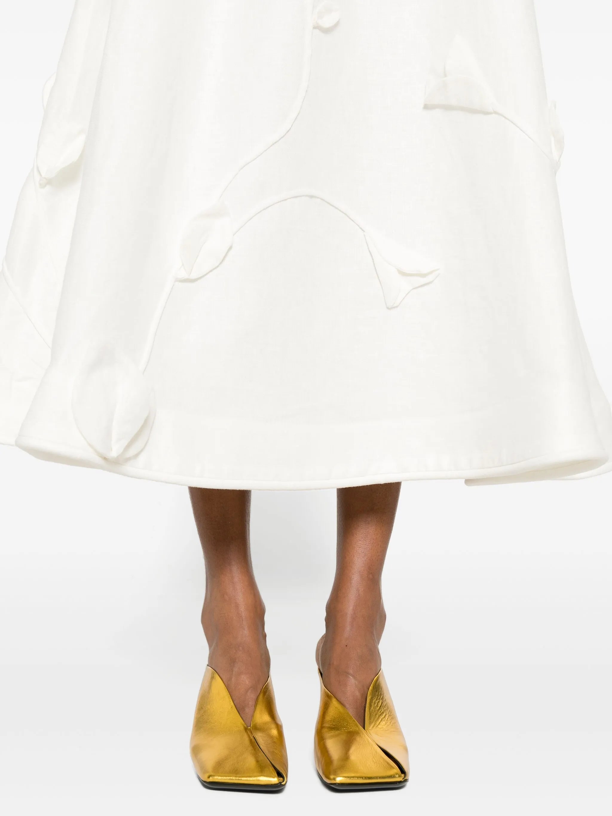 Matchmaker floral-appliqué linen skirt