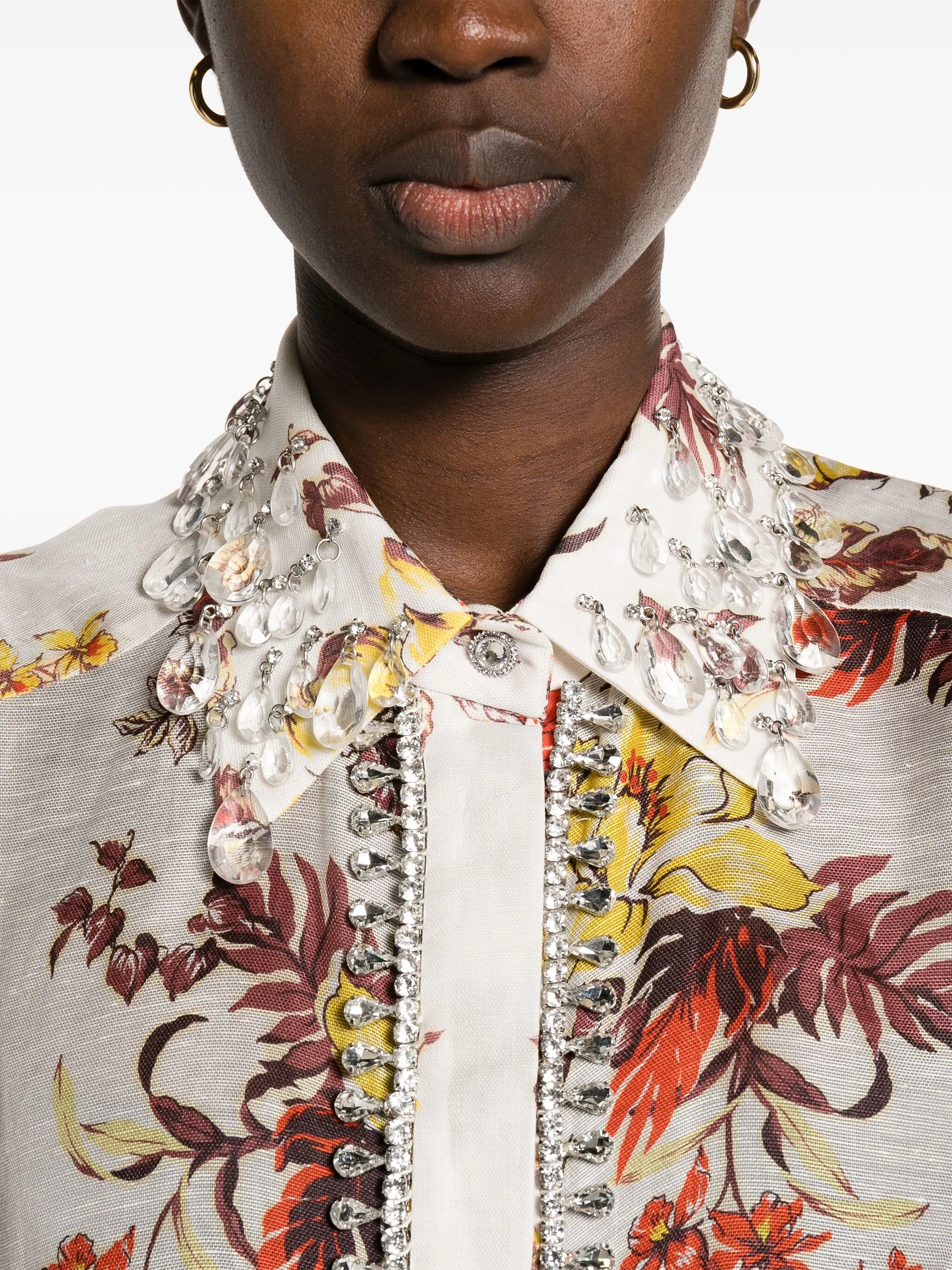 Matchmaker Tropical crystal-embellished shirt