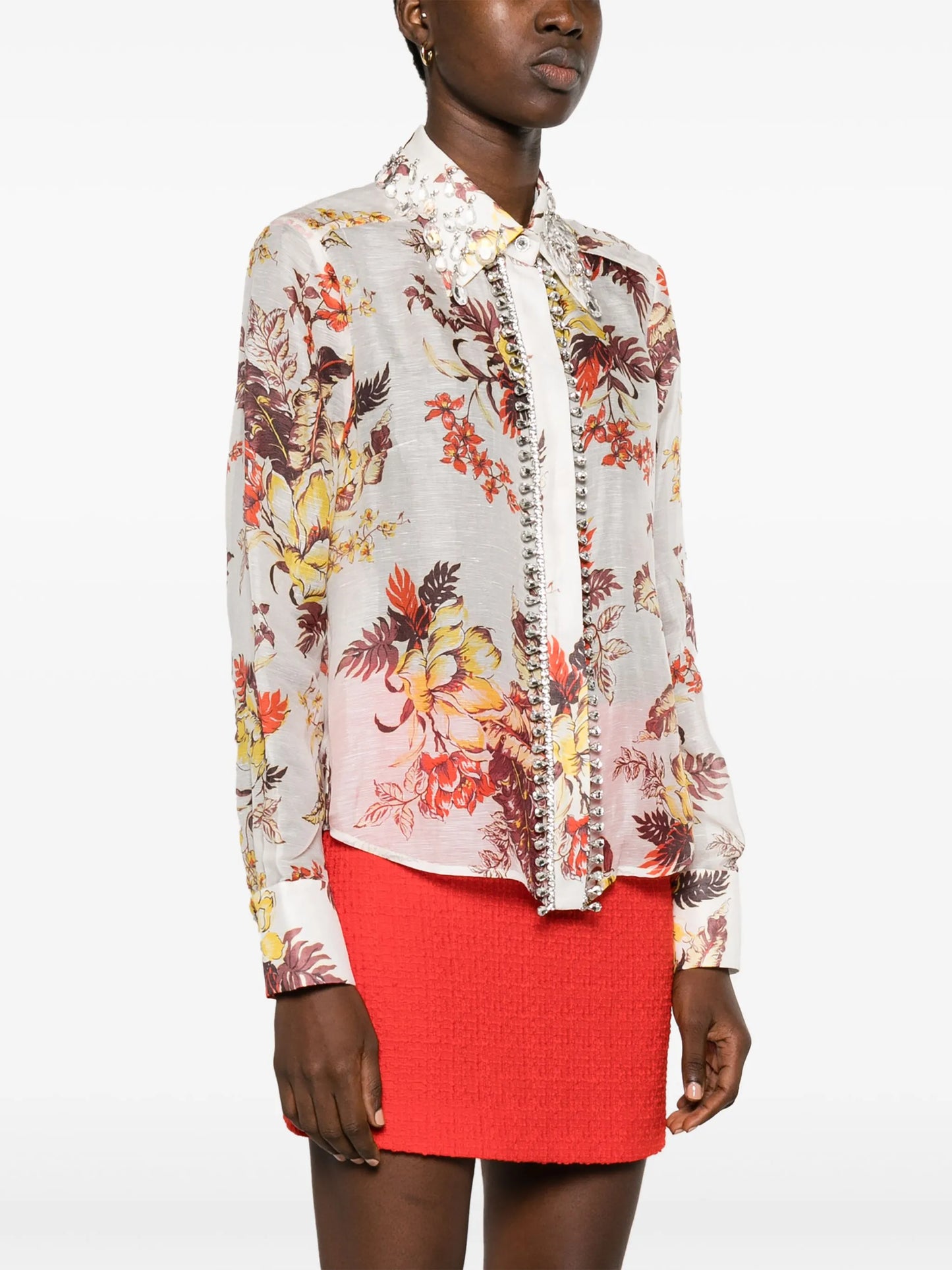 Matchmaker Tropical crystal-embellished shirt