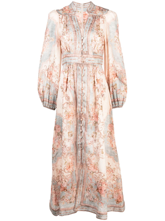 August floral-print midi dress