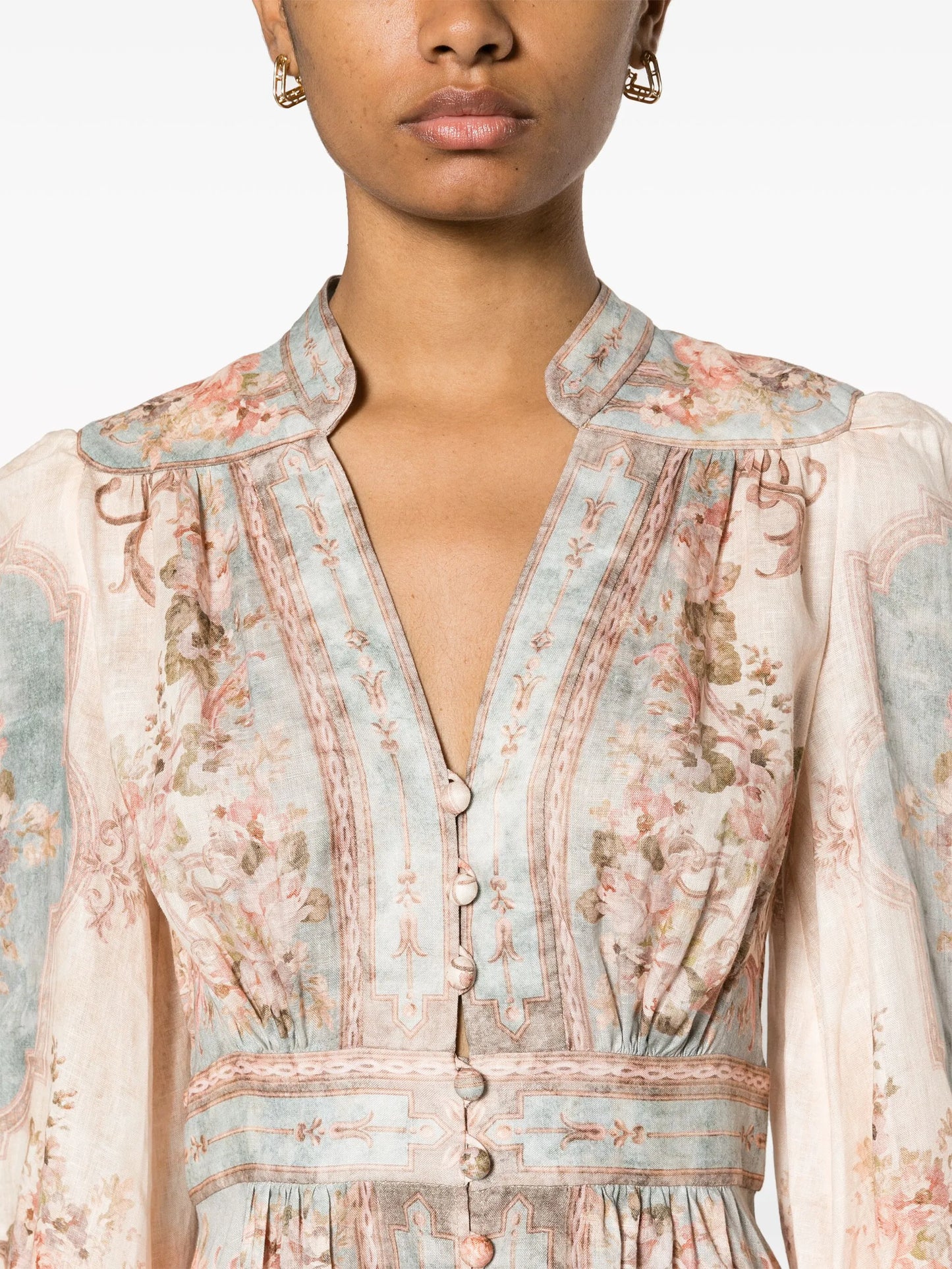 August floral-print midi dress
