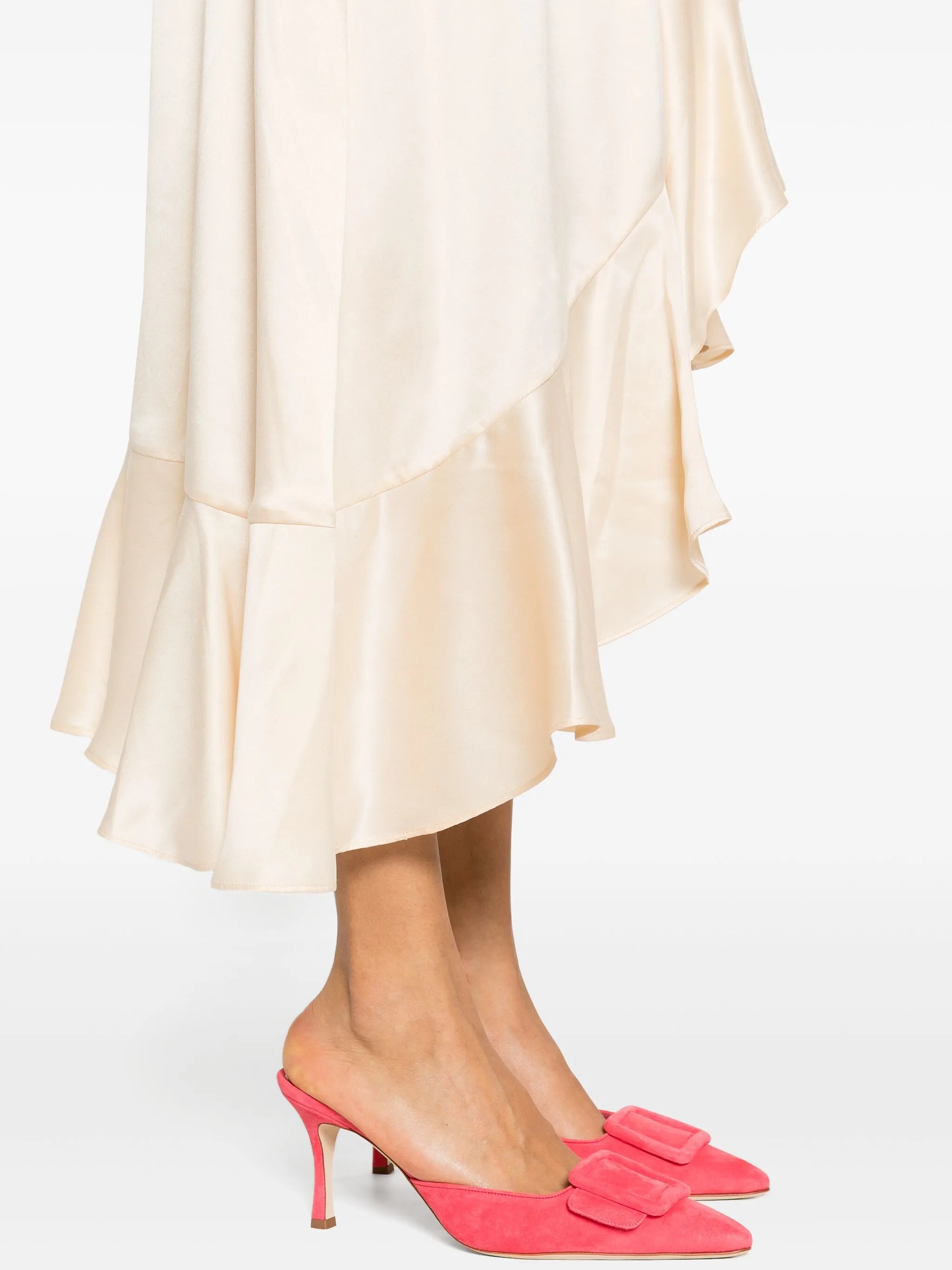 long-sleeve wrap silk midi dress