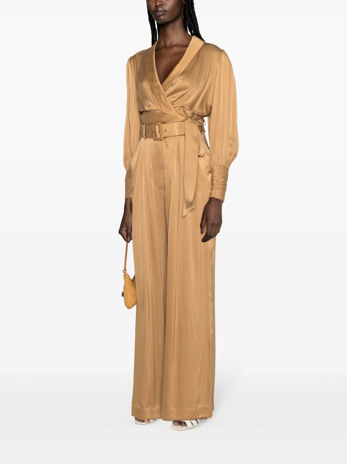 cropped silk wrap blouse