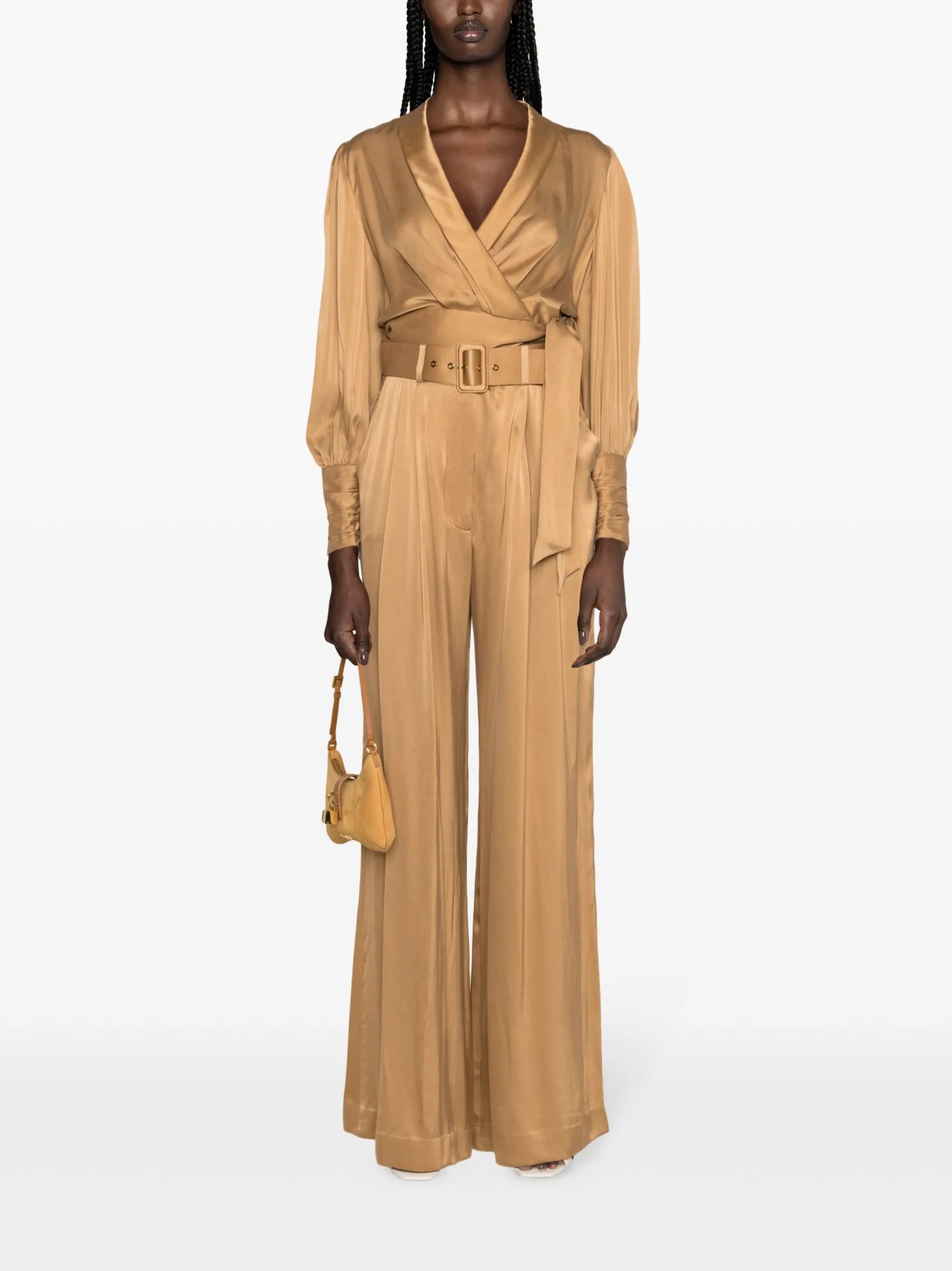 cropped silk wrap blouse