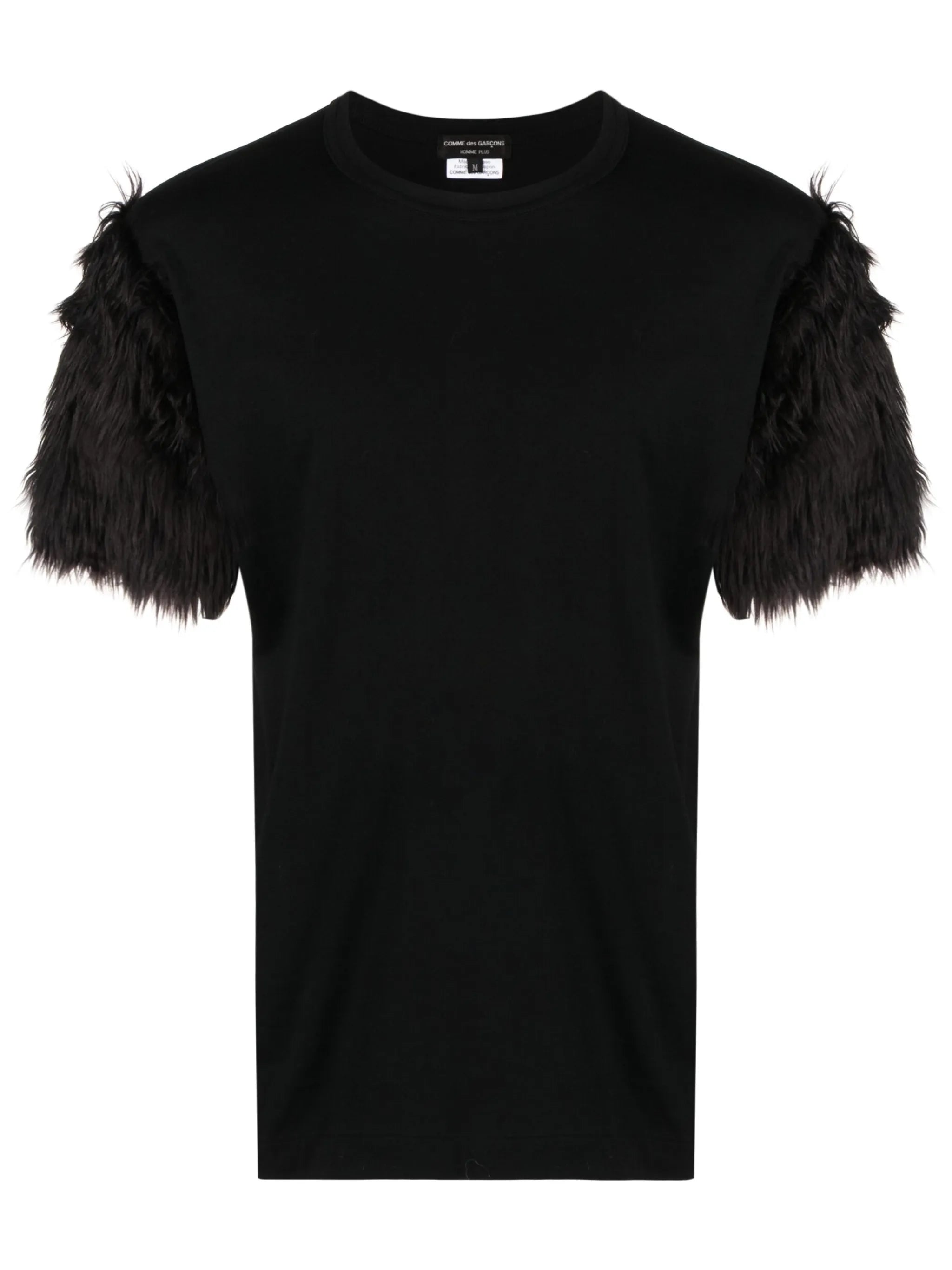 faux fur-trim T-shirt