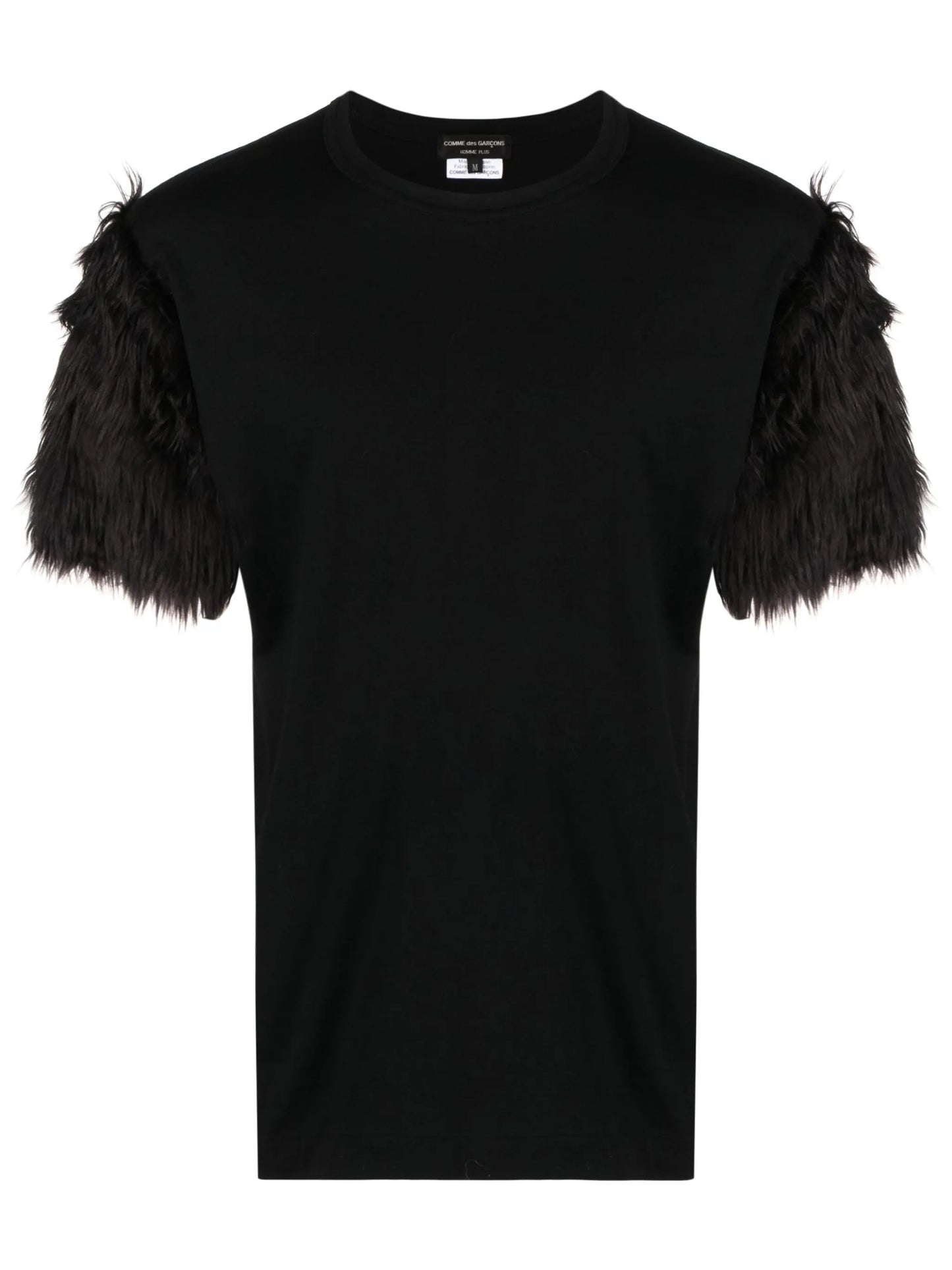 faux fur-trim T-shirt