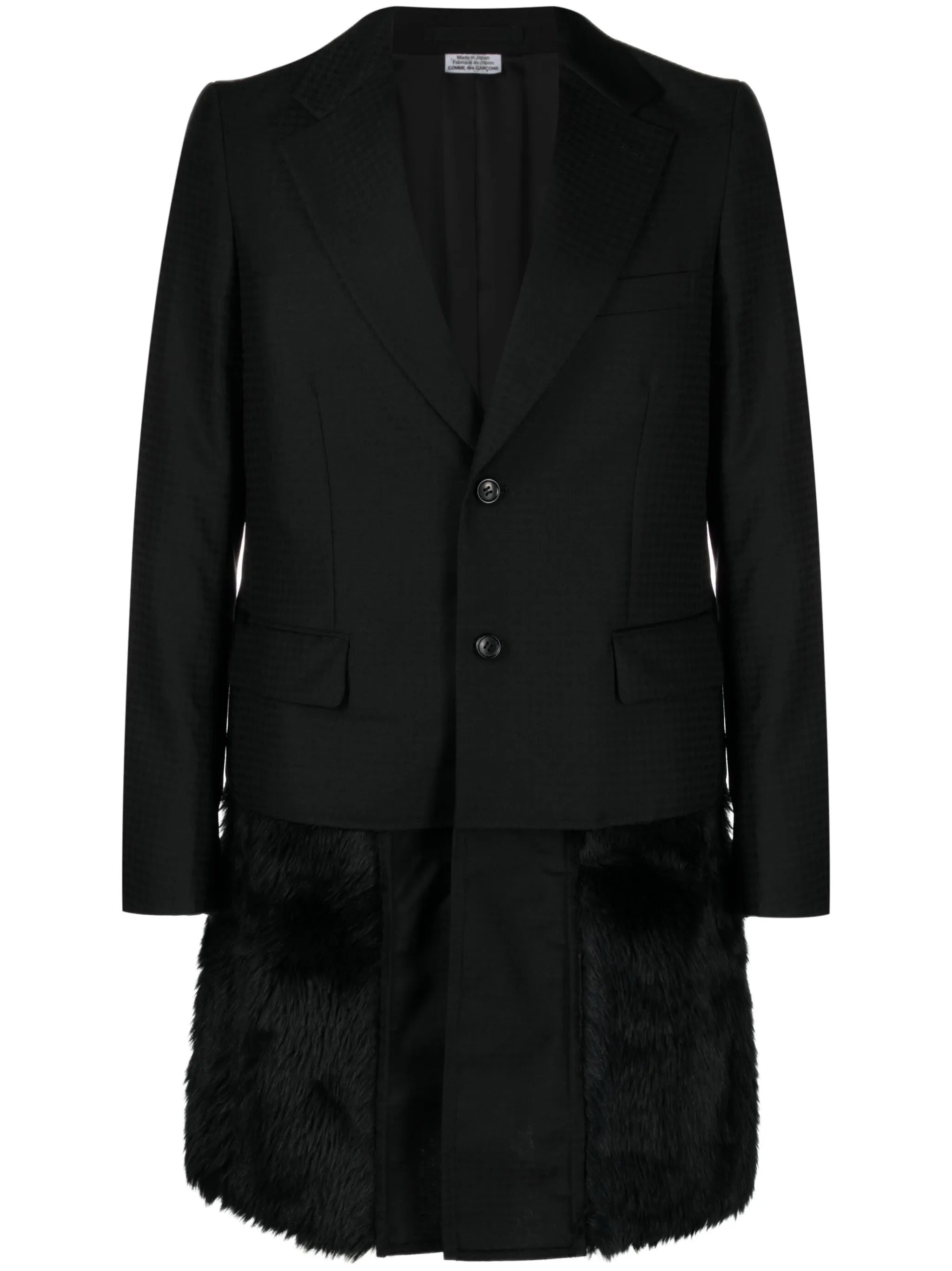 faux-fur trim single-breasted coat