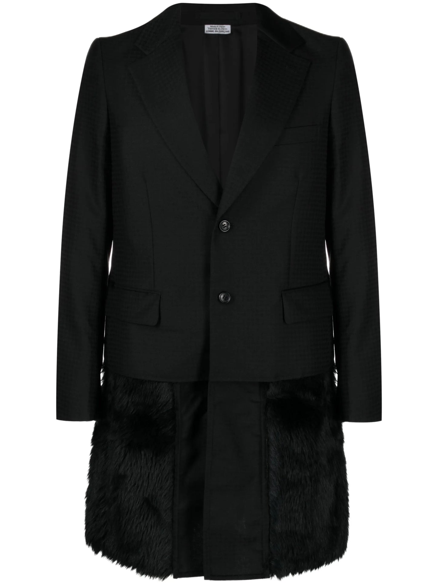faux-fur trim single-breasted coat