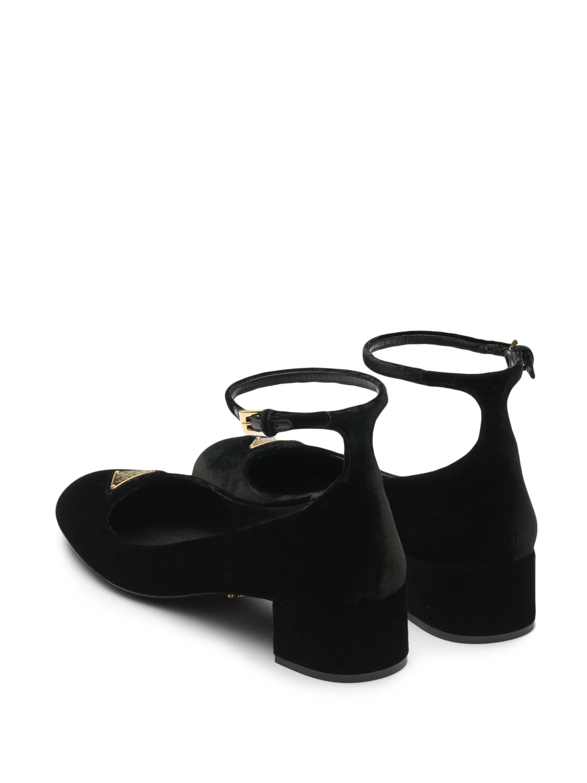 35mm triangle-logo velvet pumps