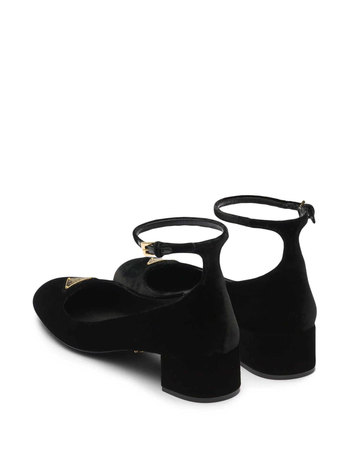 35mm triangle-logo velvet pumps