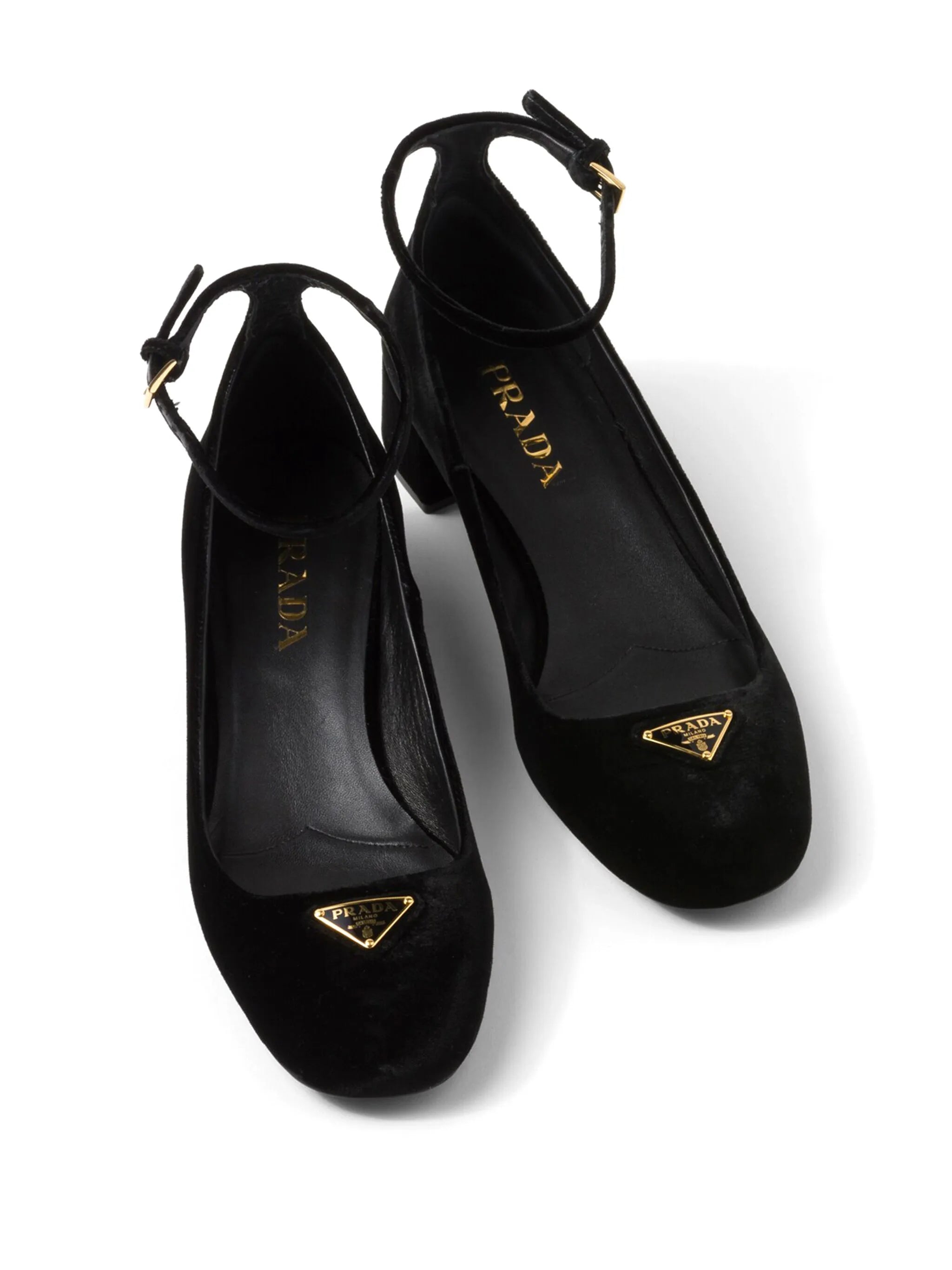 35mm triangle-logo velvet pumps