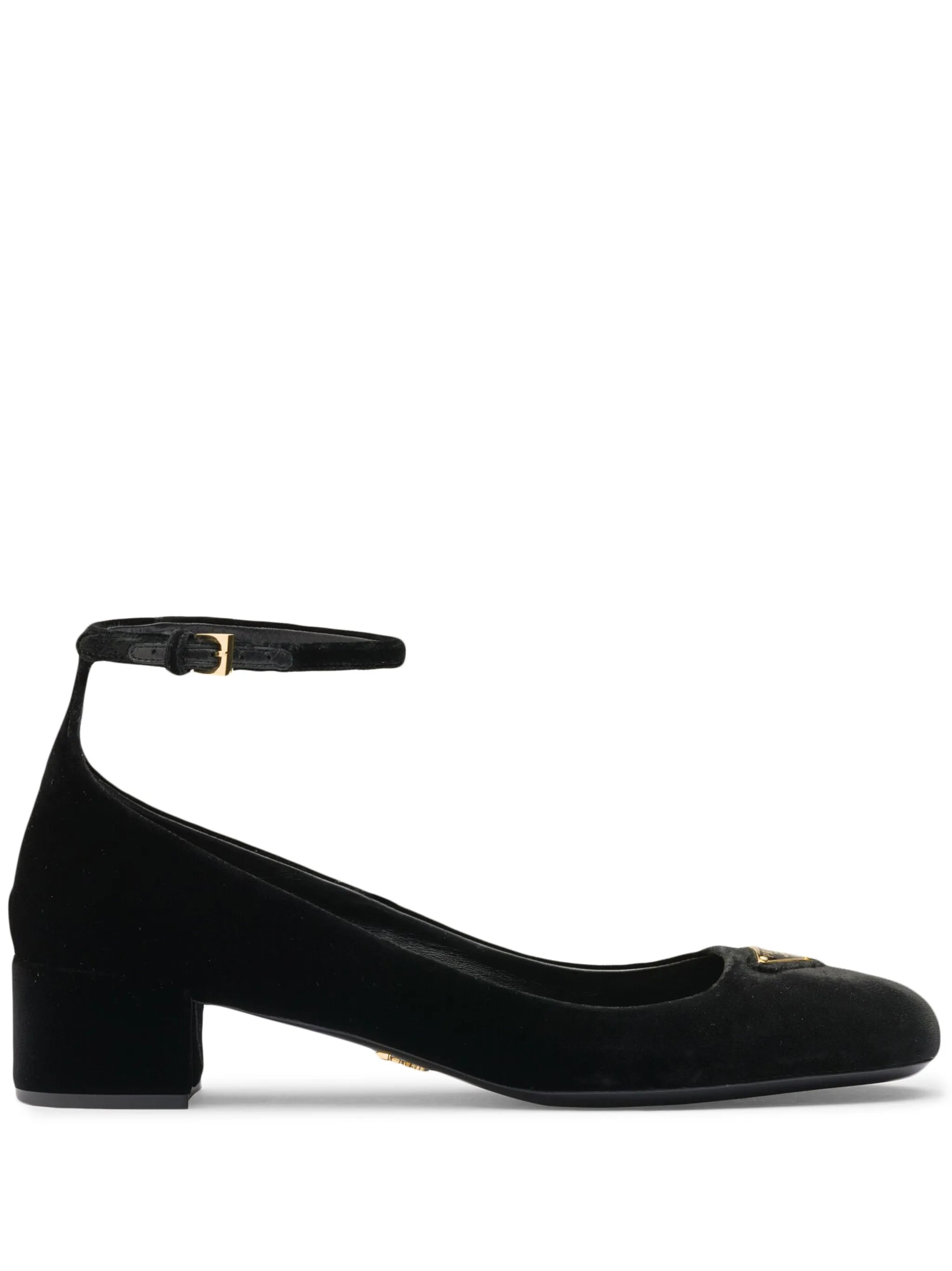 35mm triangle-logo velvet pumps