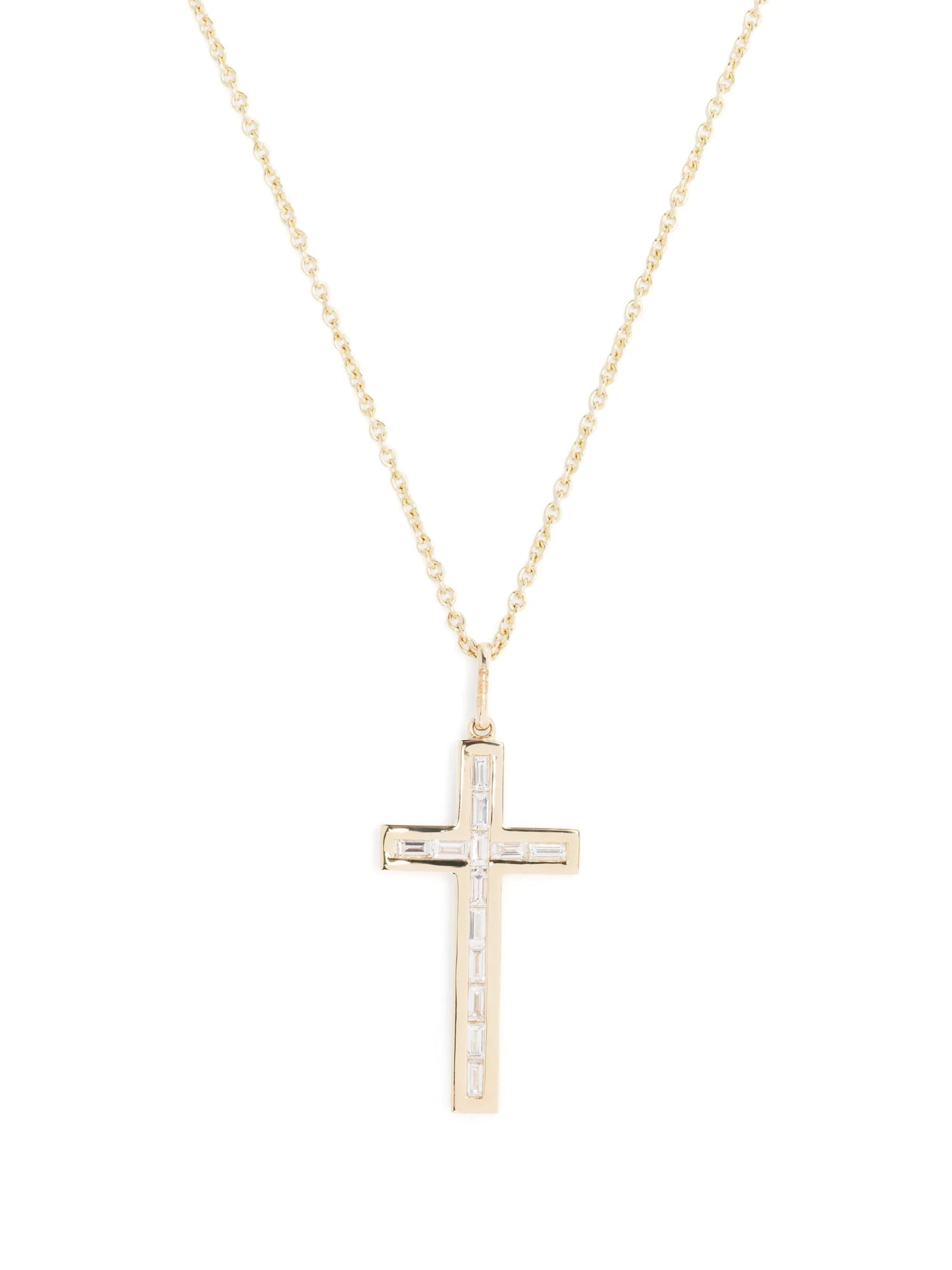14kt yellow-gold diamond cross-pendant necklace