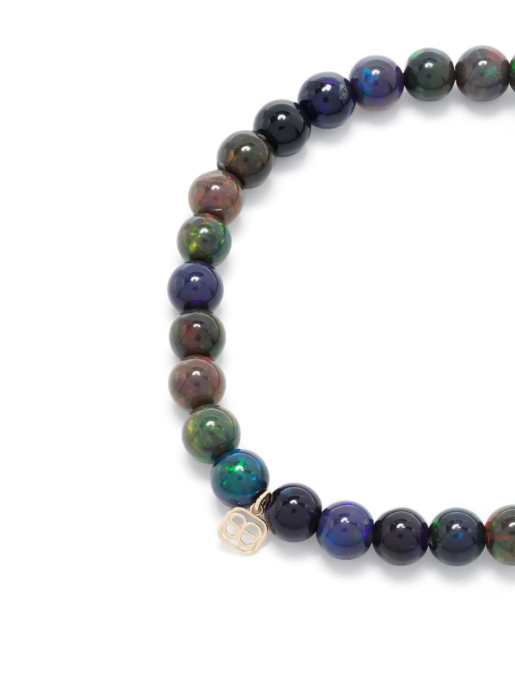 14kt yellow-gold Tiny Sitting Buddha opal beaded bracelet