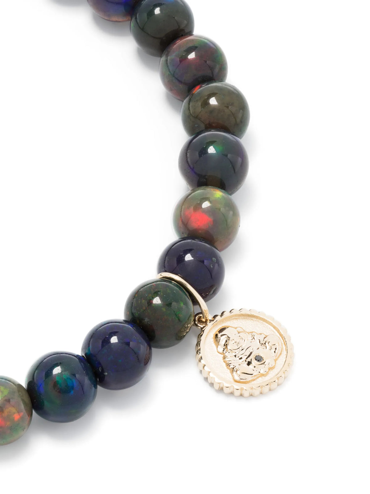 14kt yellow-gold Tiny Sitting Buddha opal beaded bracelet