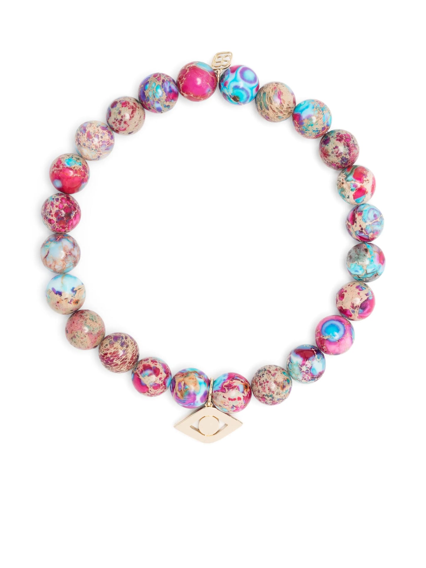 14kt yellow-gold evil eye-charm beaded bracelet