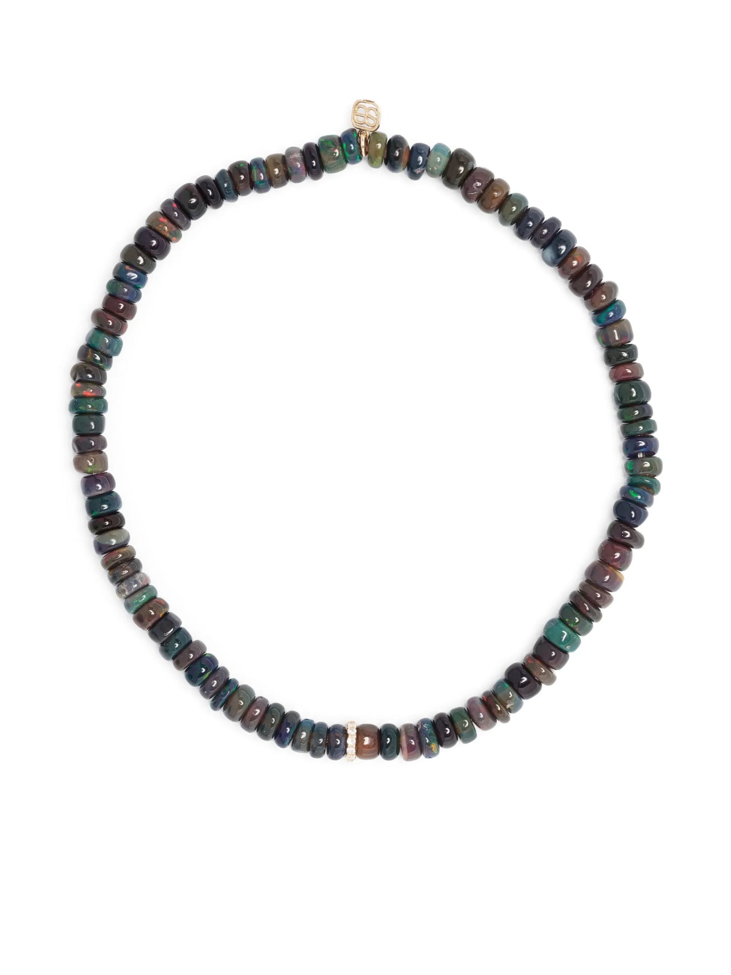 14kt yellow-gold opal and diamond beaded bracelet
