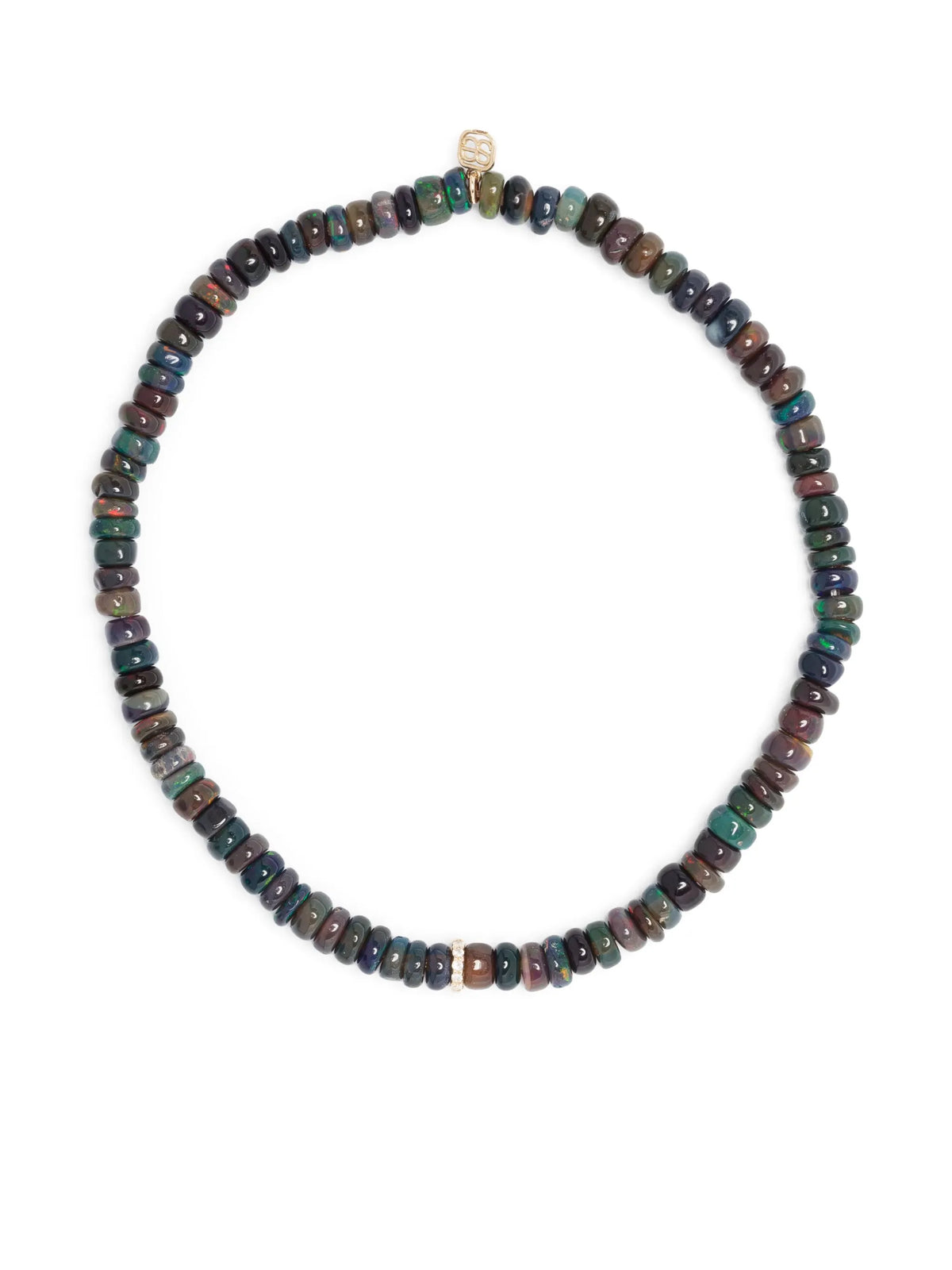 14kt yellow-gold opal and diamond beaded bracelet