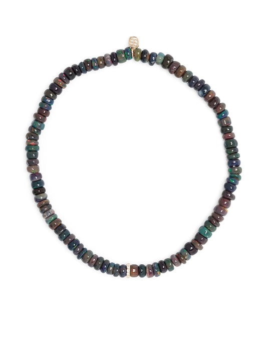 14kt yellow-gold opal and diamond beaded bracelet