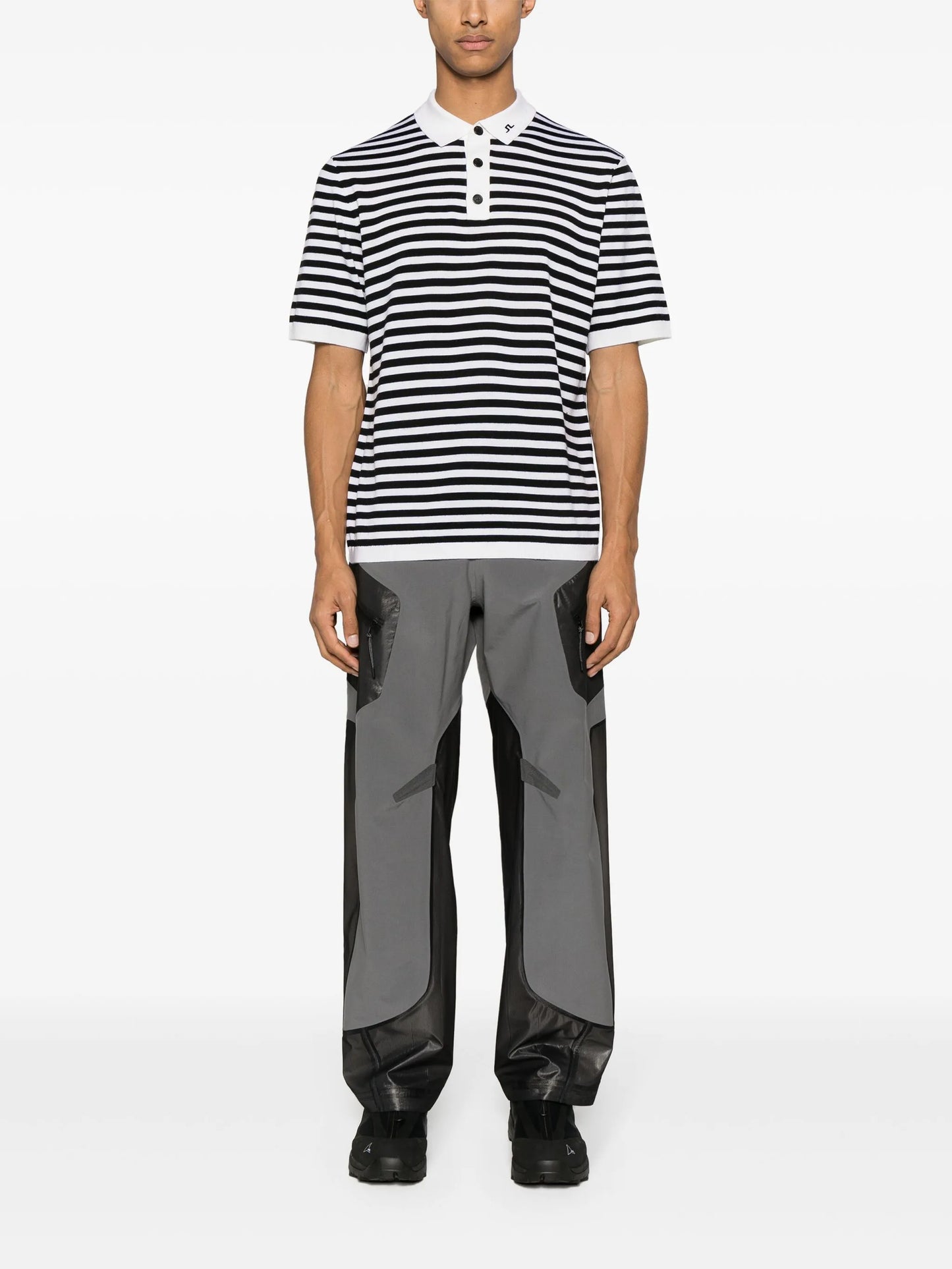 Darrel striped knitted polo shirt