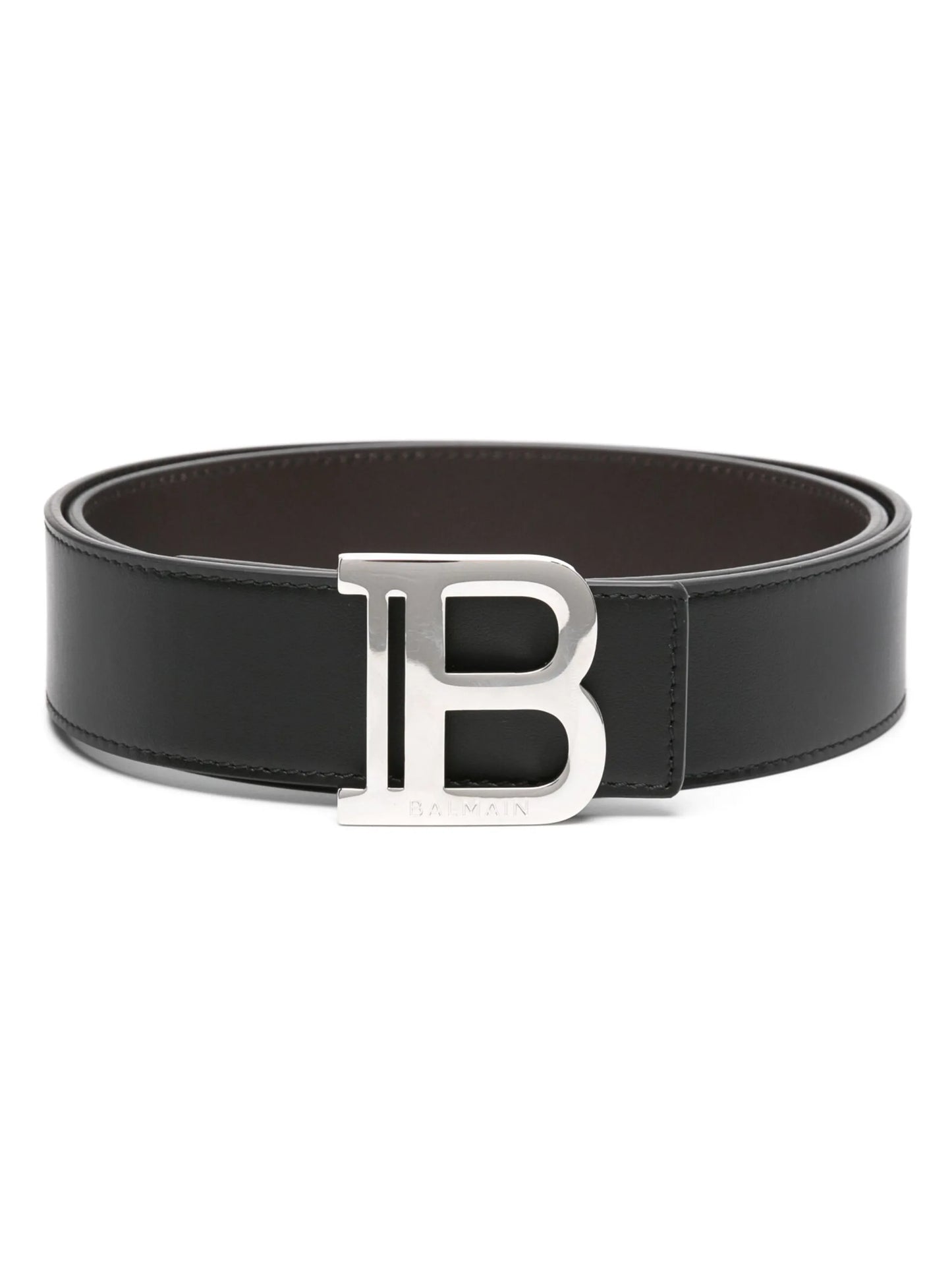 logo-plaque leather belt
