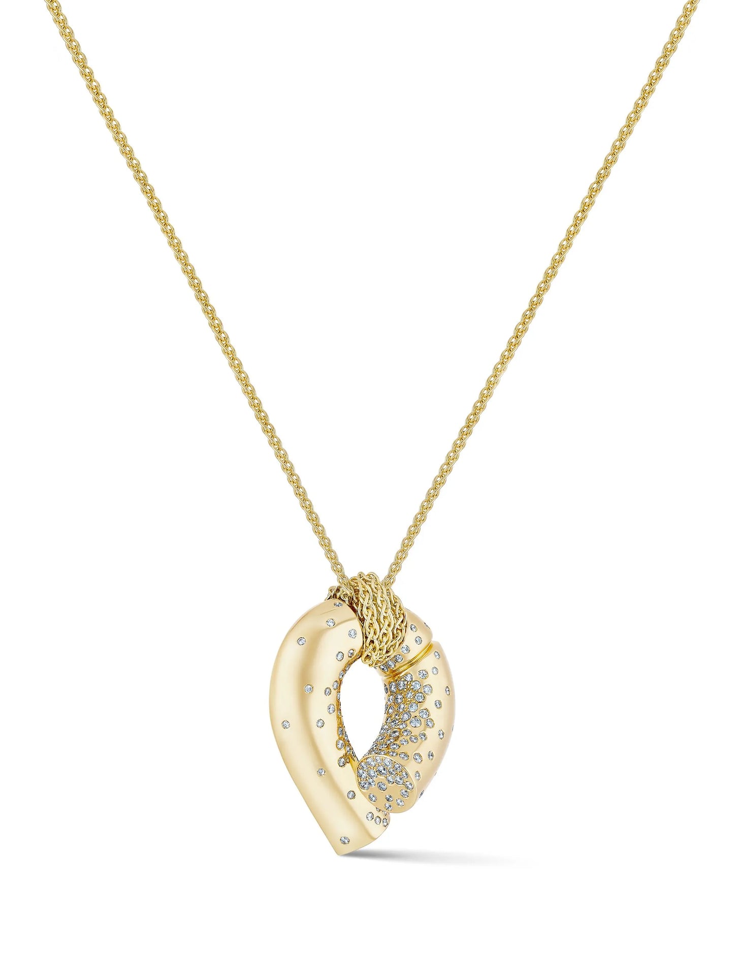 18kt yellow gold large Oera diamond pendant necklace