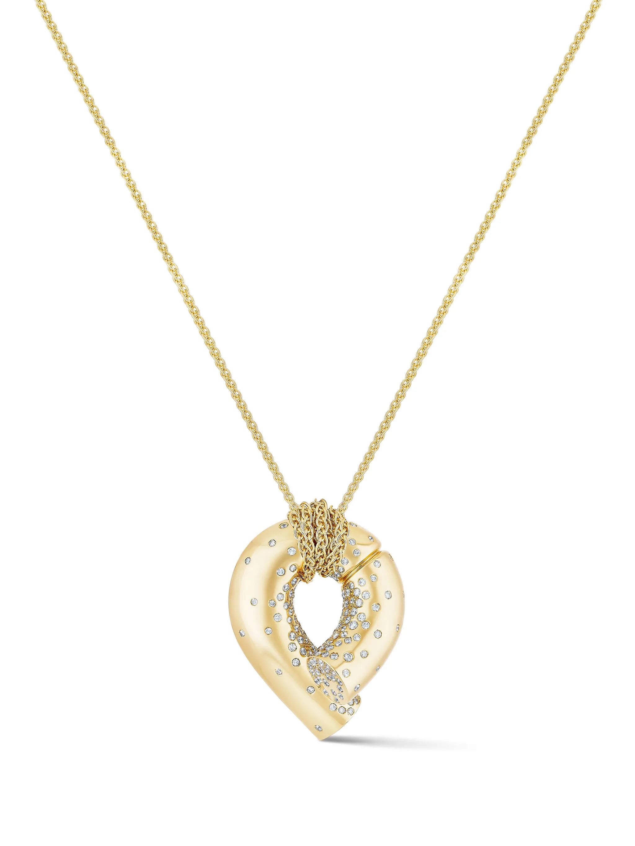18kt yellow gold large Oera diamond pendant necklace