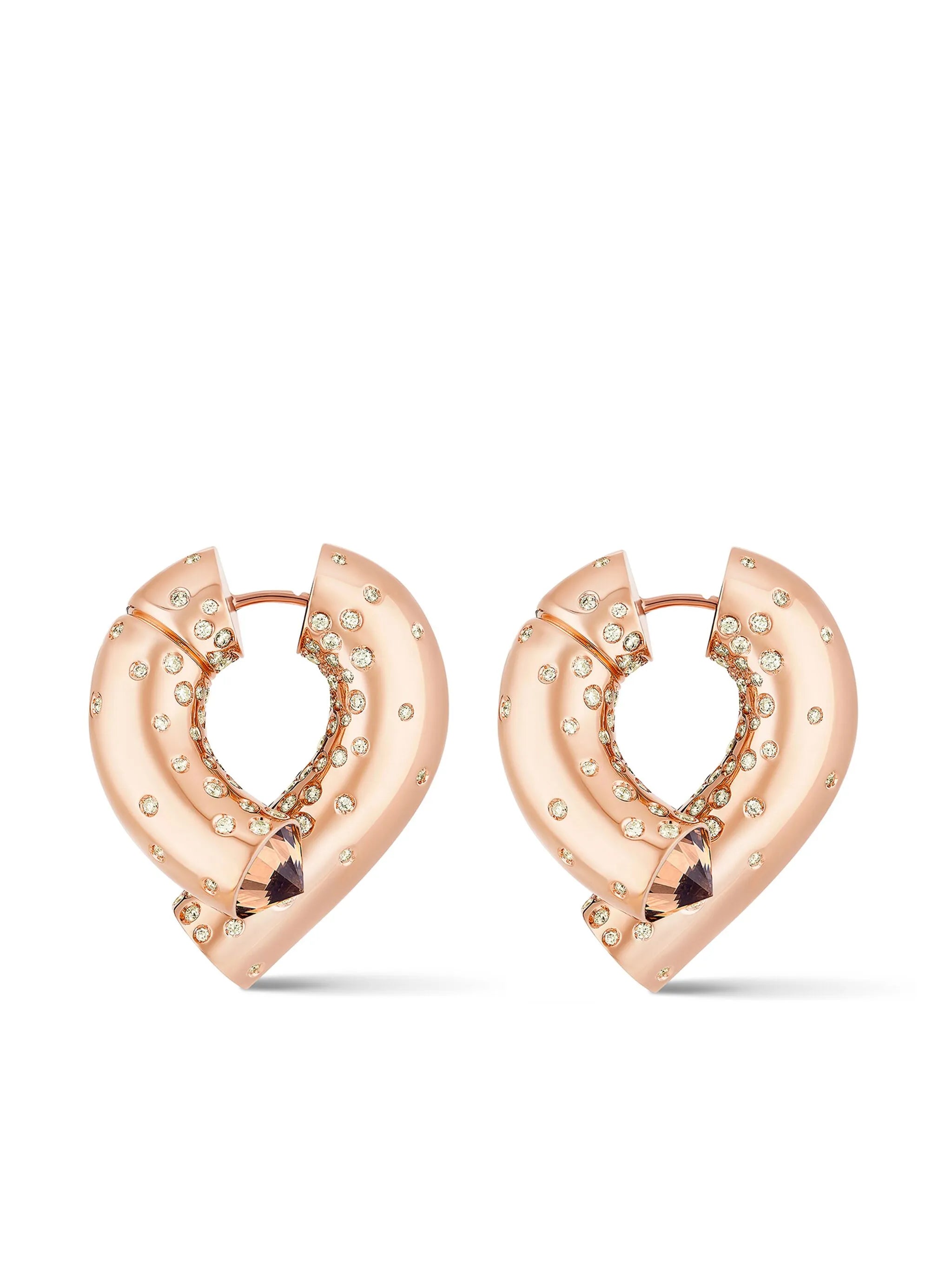 18kt rose gold large Oera diamond hoop earrings