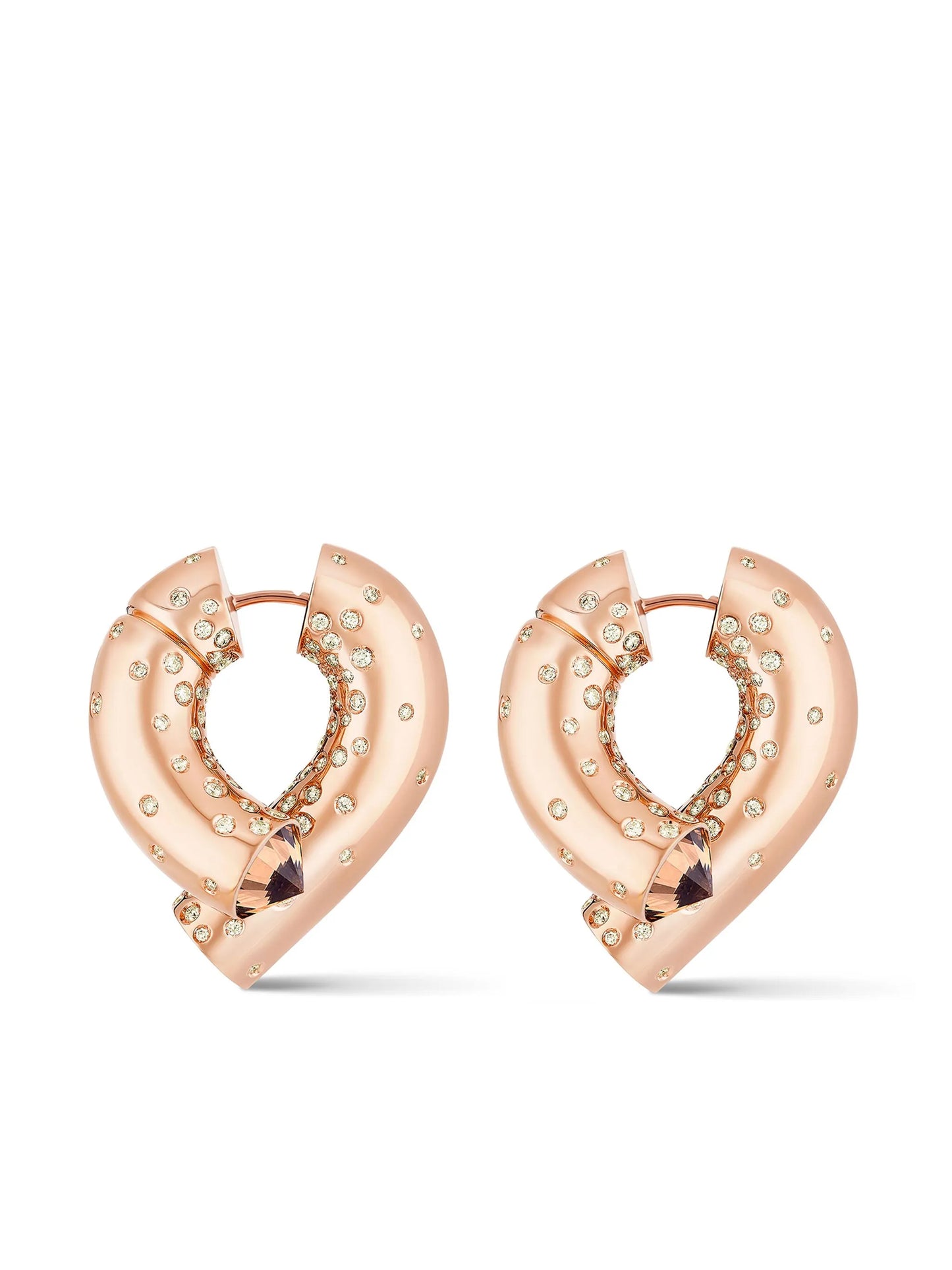 18kt rose gold large Oera diamond hoop earrings