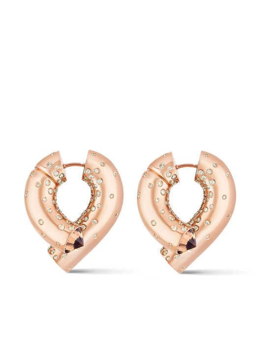 18kt rose gold large Oera diamond hoop earrings