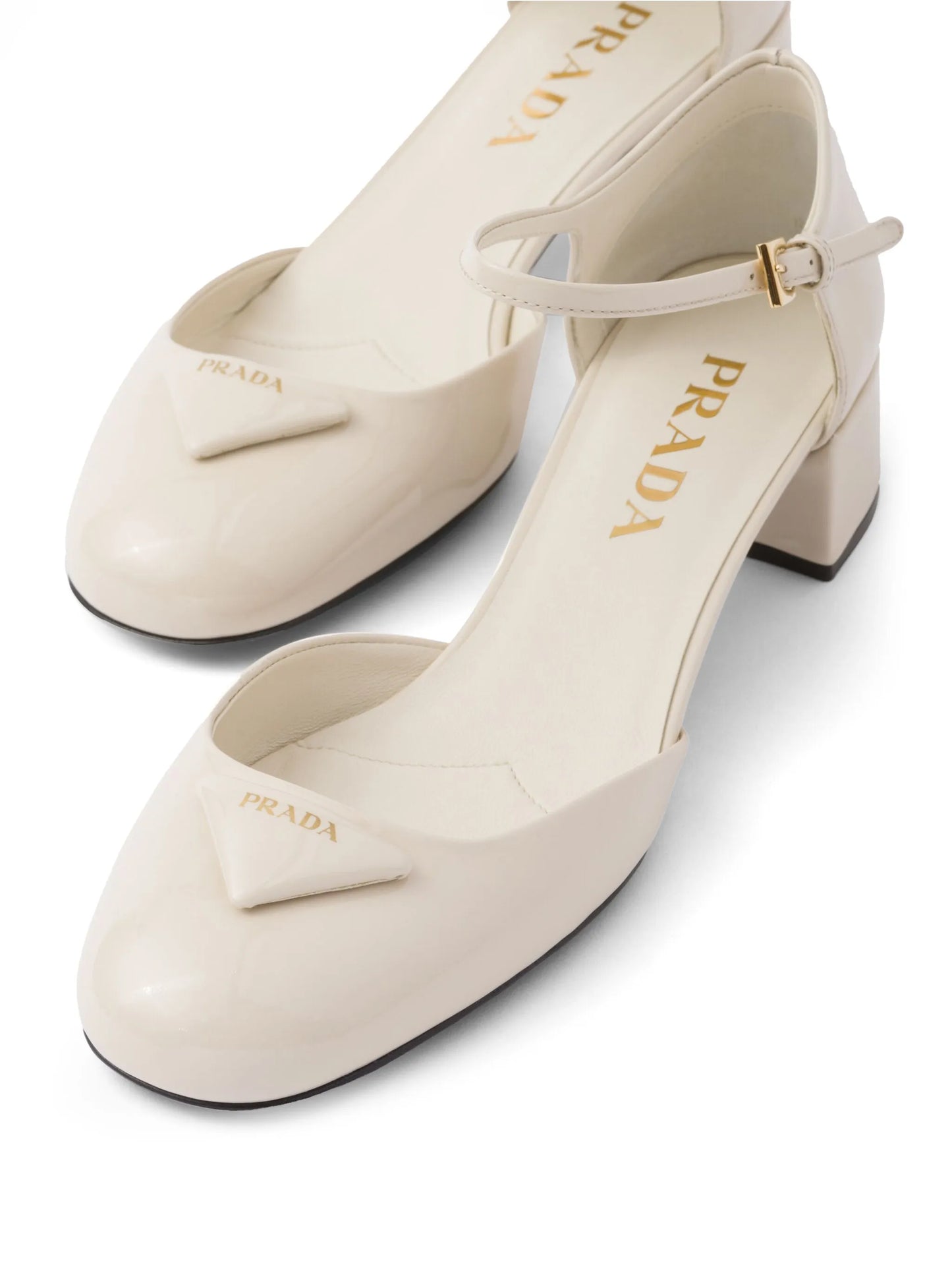 35mm triangle-logo patent-leather pumps