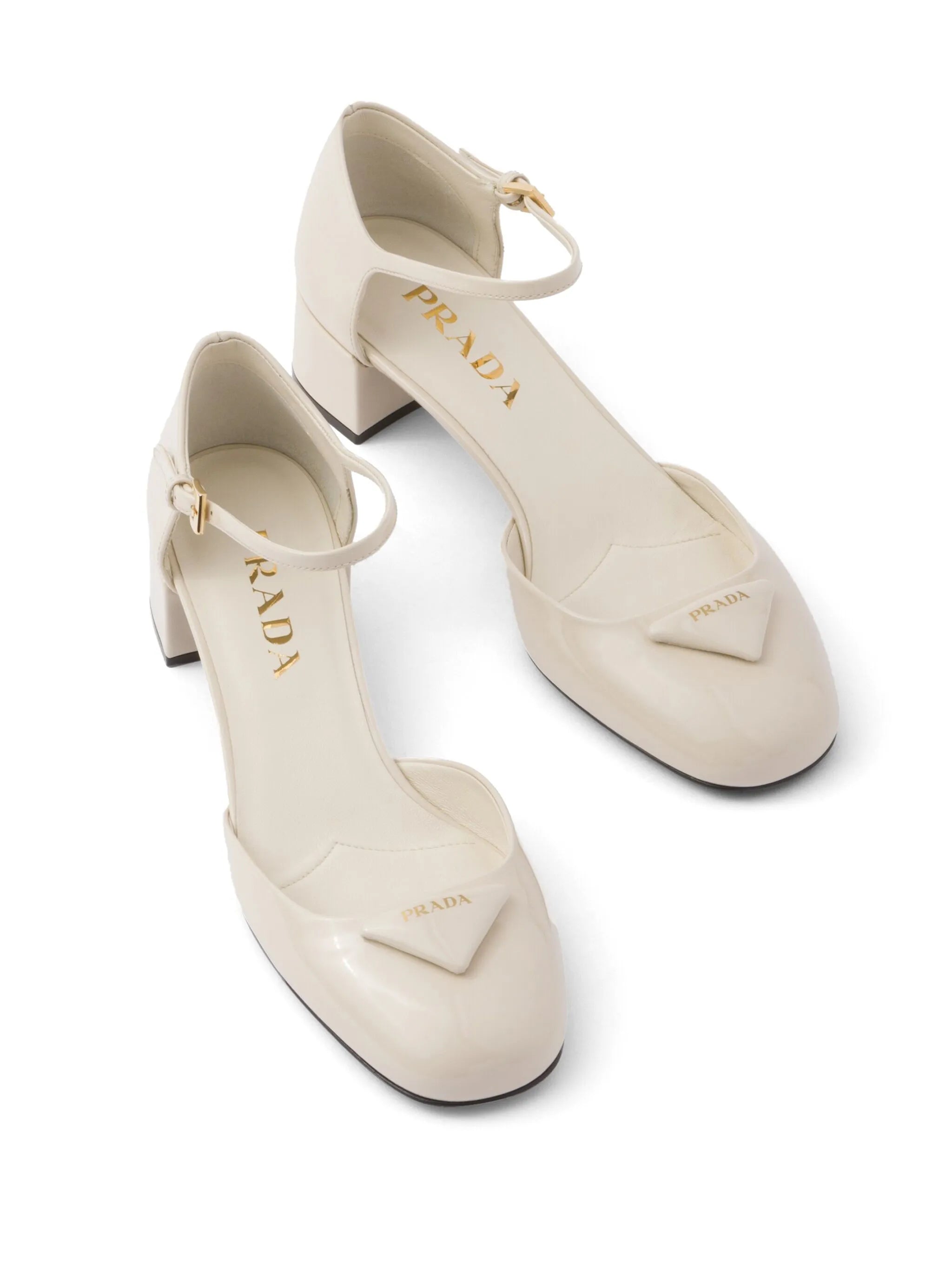 35mm triangle-logo patent-leather pumps