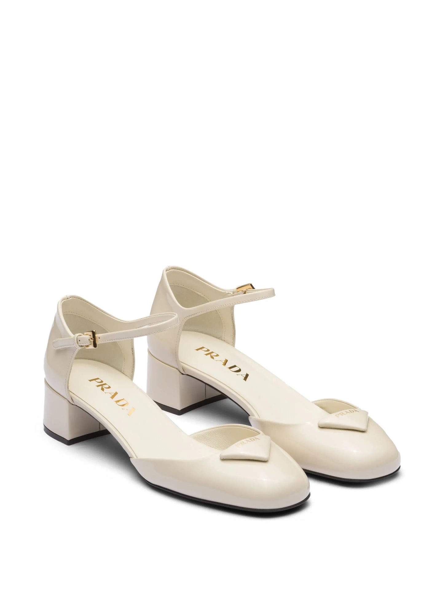 35mm triangle-logo patent-leather pumps