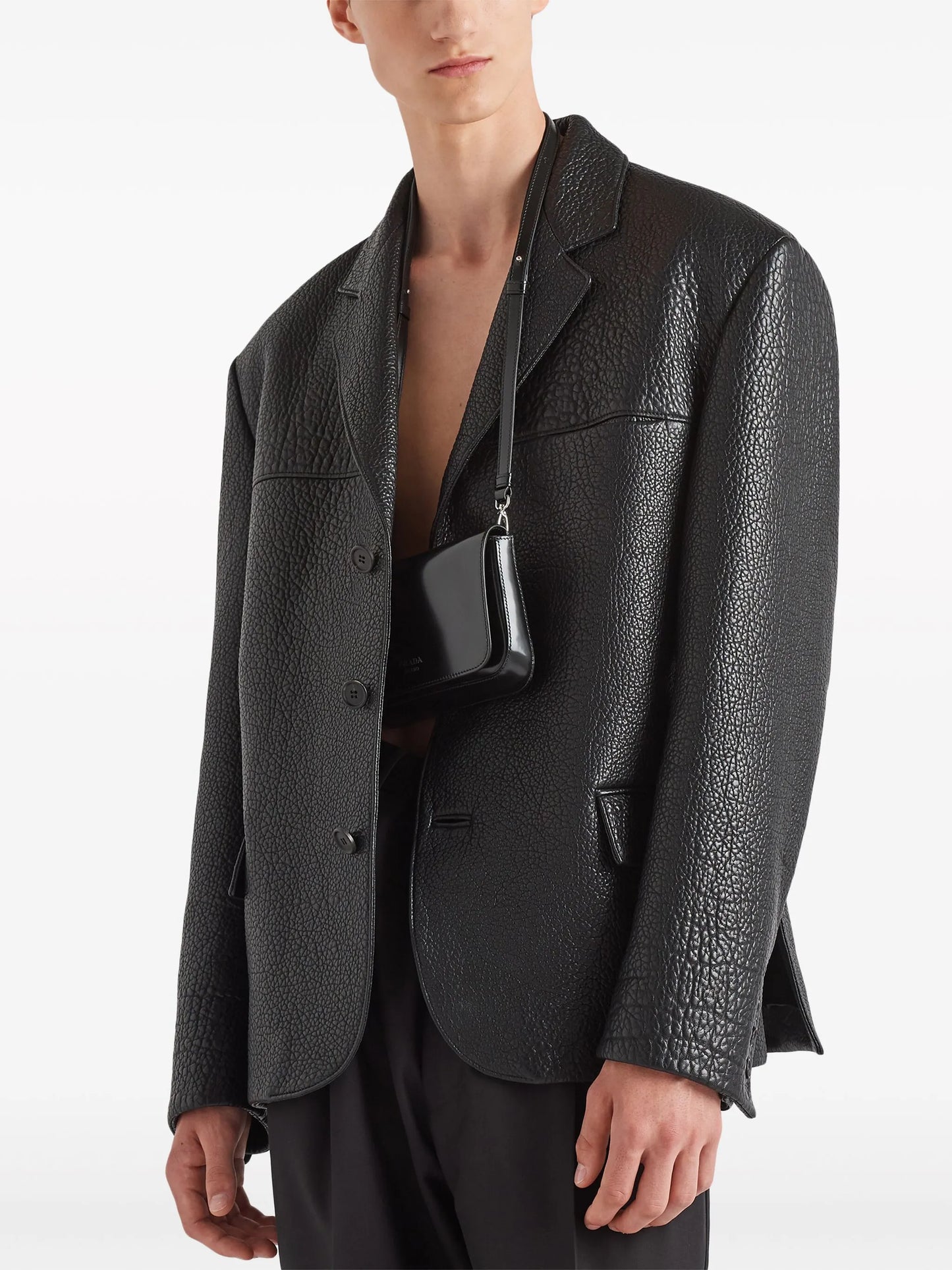 single-breasted leather jacket