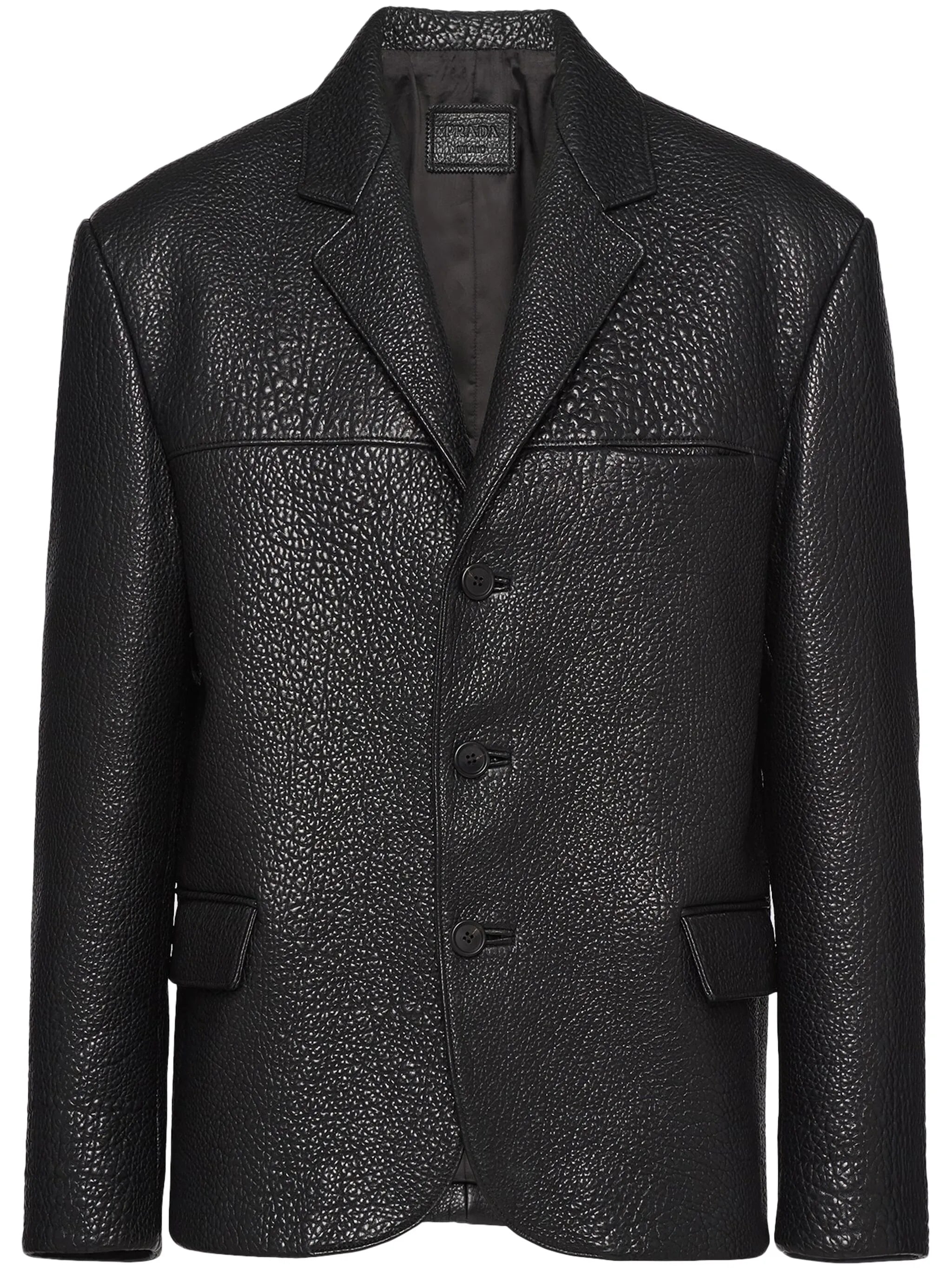 single-breasted leather jacket