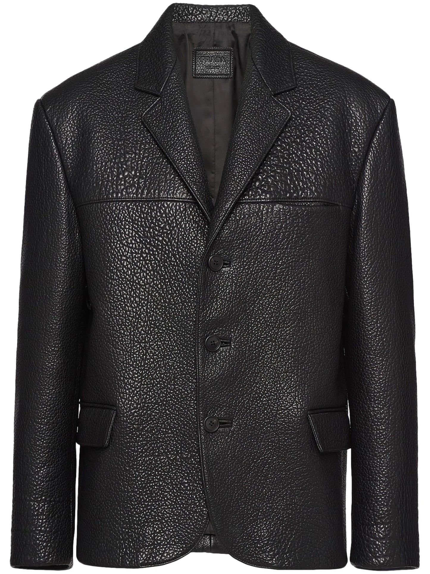 single-breasted leather jacket