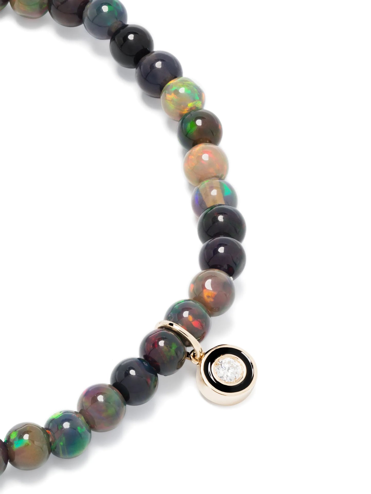 14kt yellow-gold opal and diamond beaded bracelet