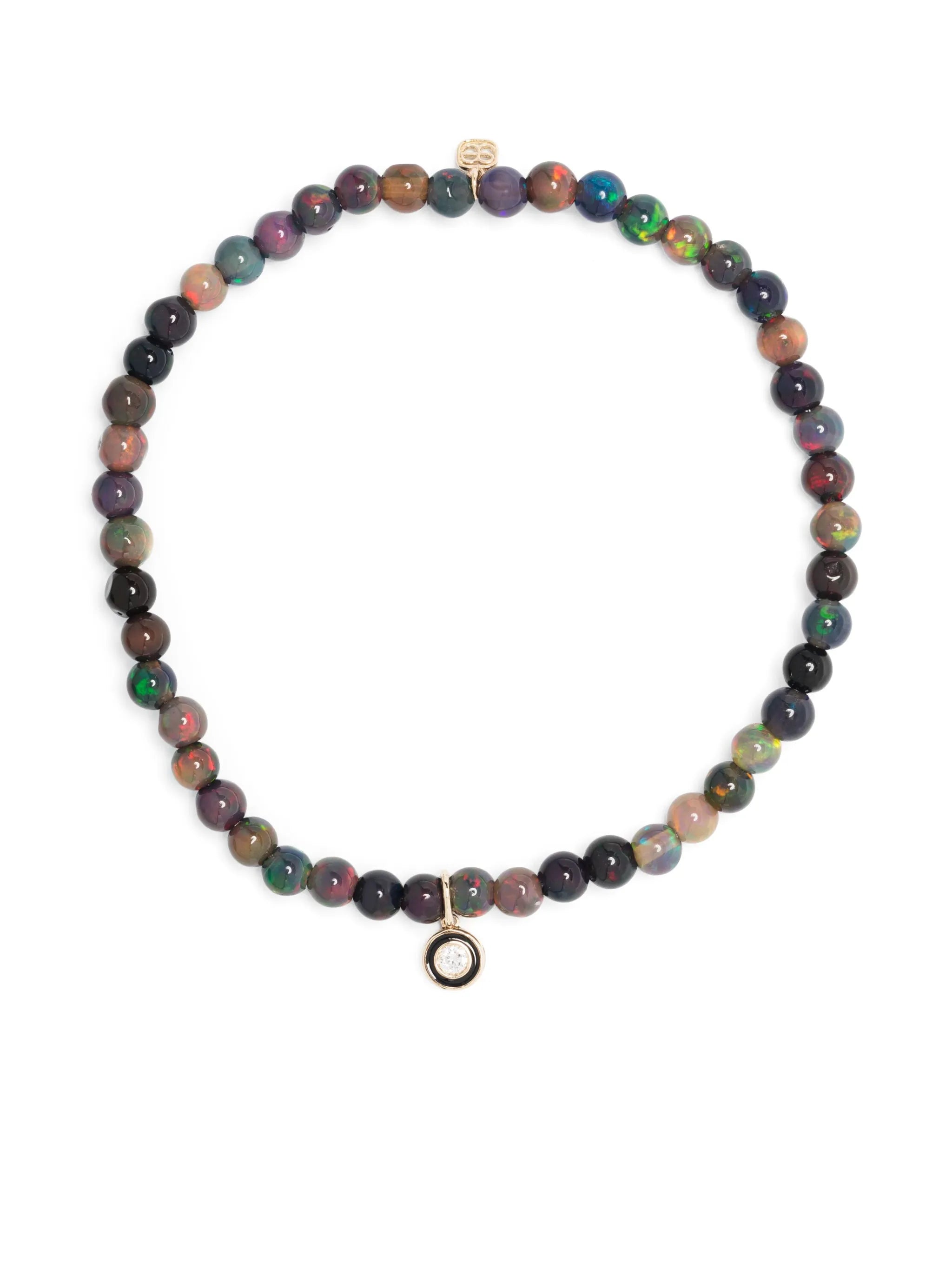 14kt yellow-gold opal and diamond beaded bracelet