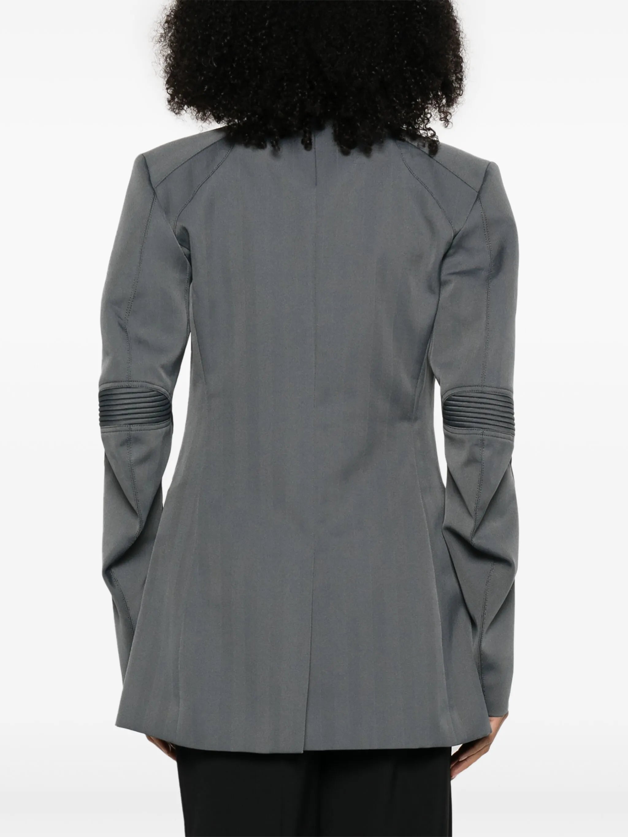 herringbone-pattern biker blazer