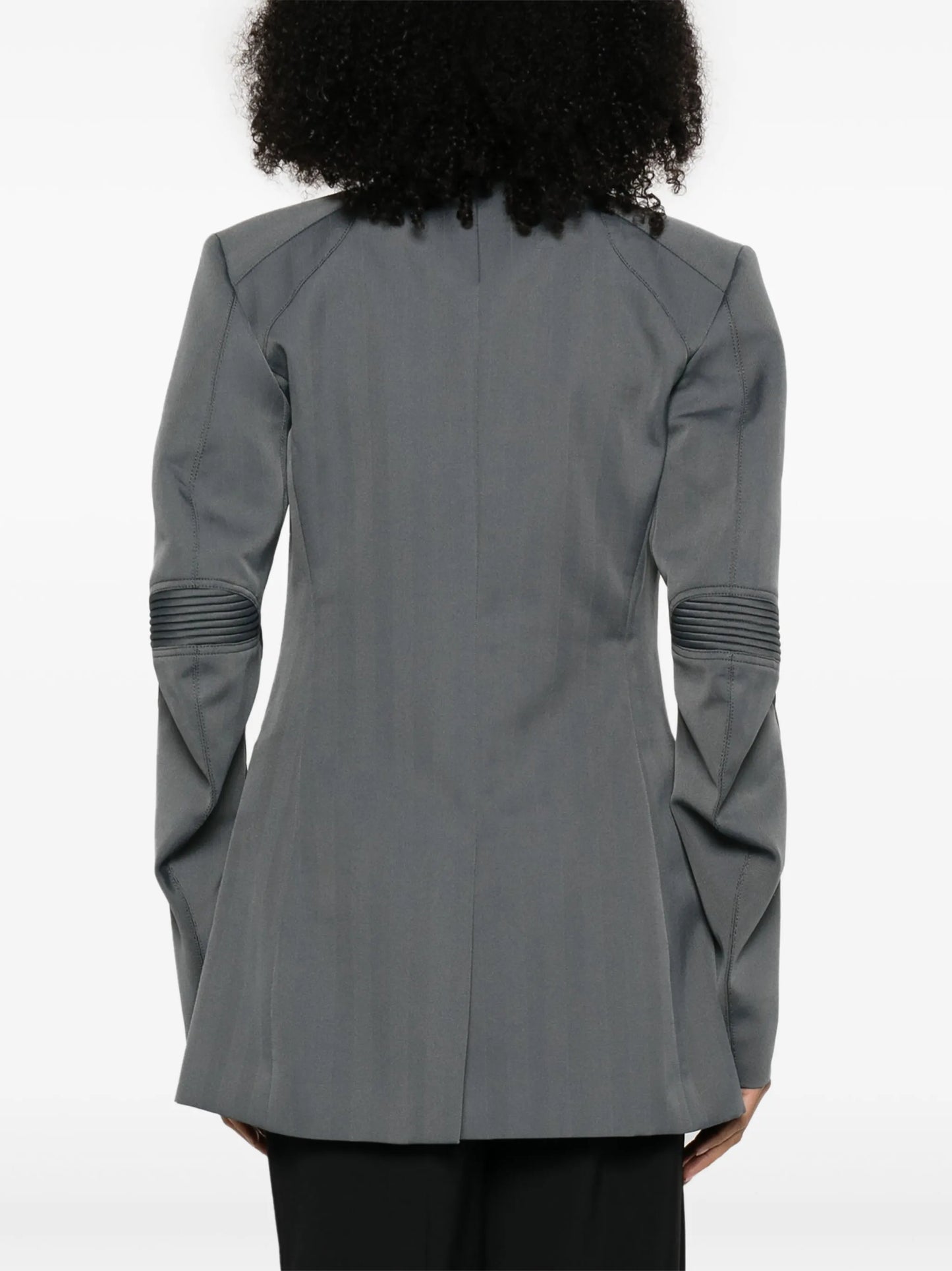 herringbone-pattern biker blazer