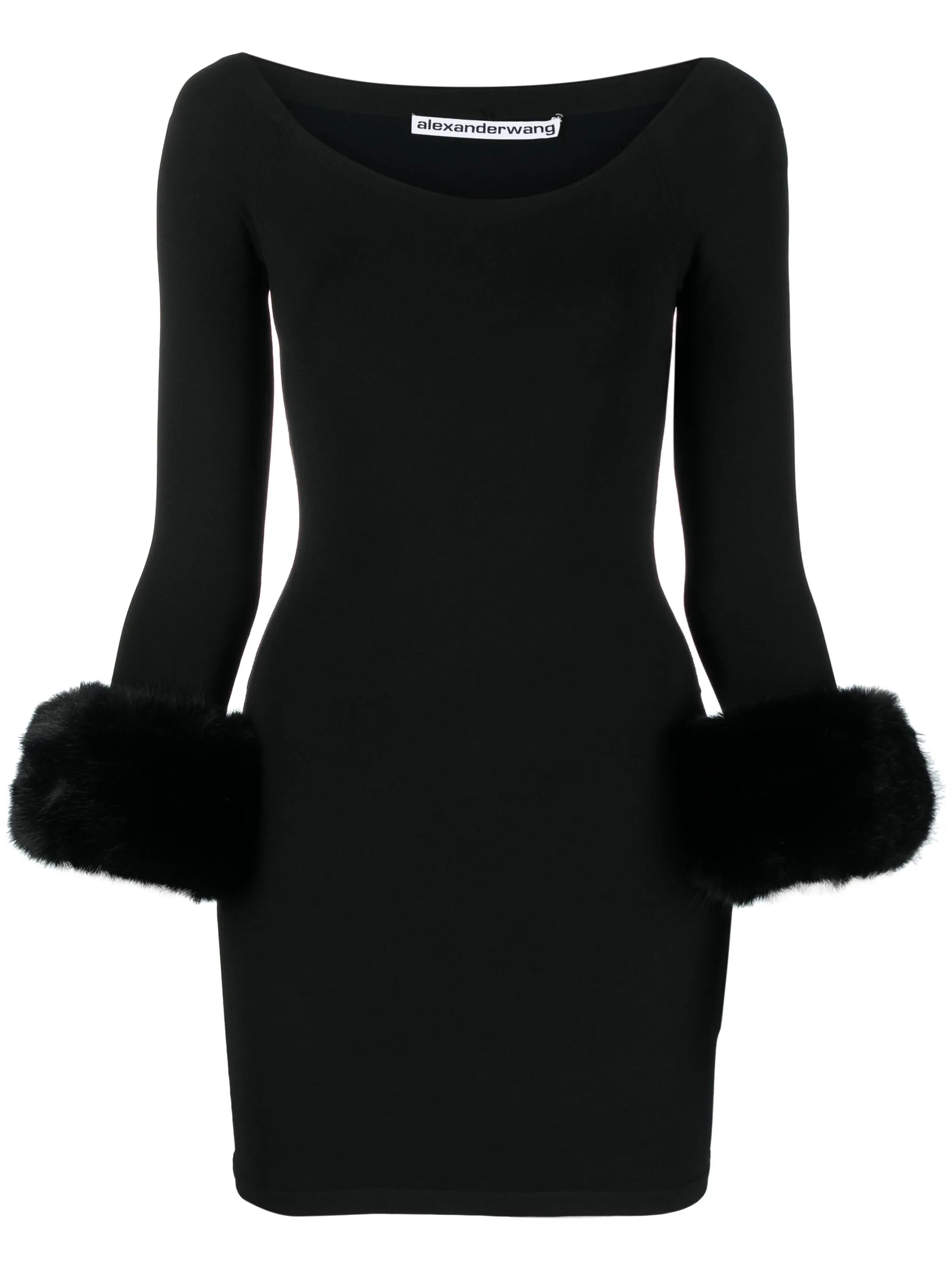 faux-fur cuffs short dress