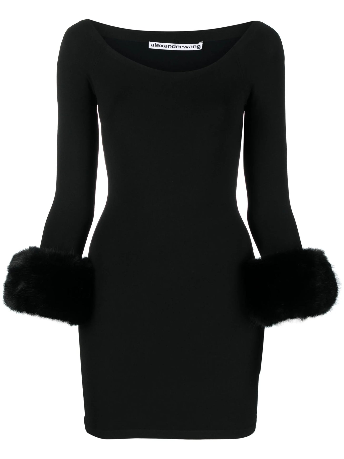 faux-fur cuffs short dress