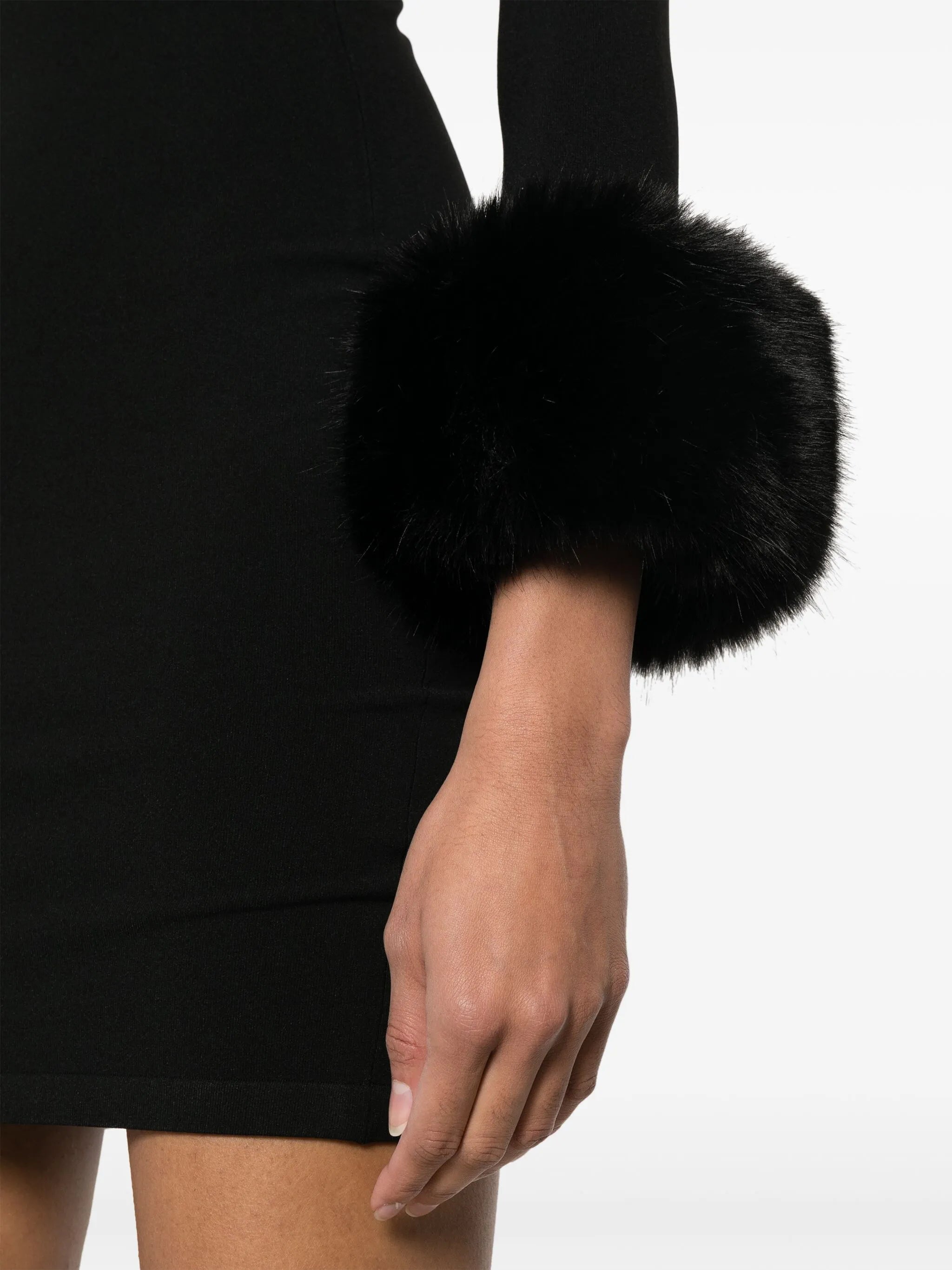 faux-fur cuffs short dress